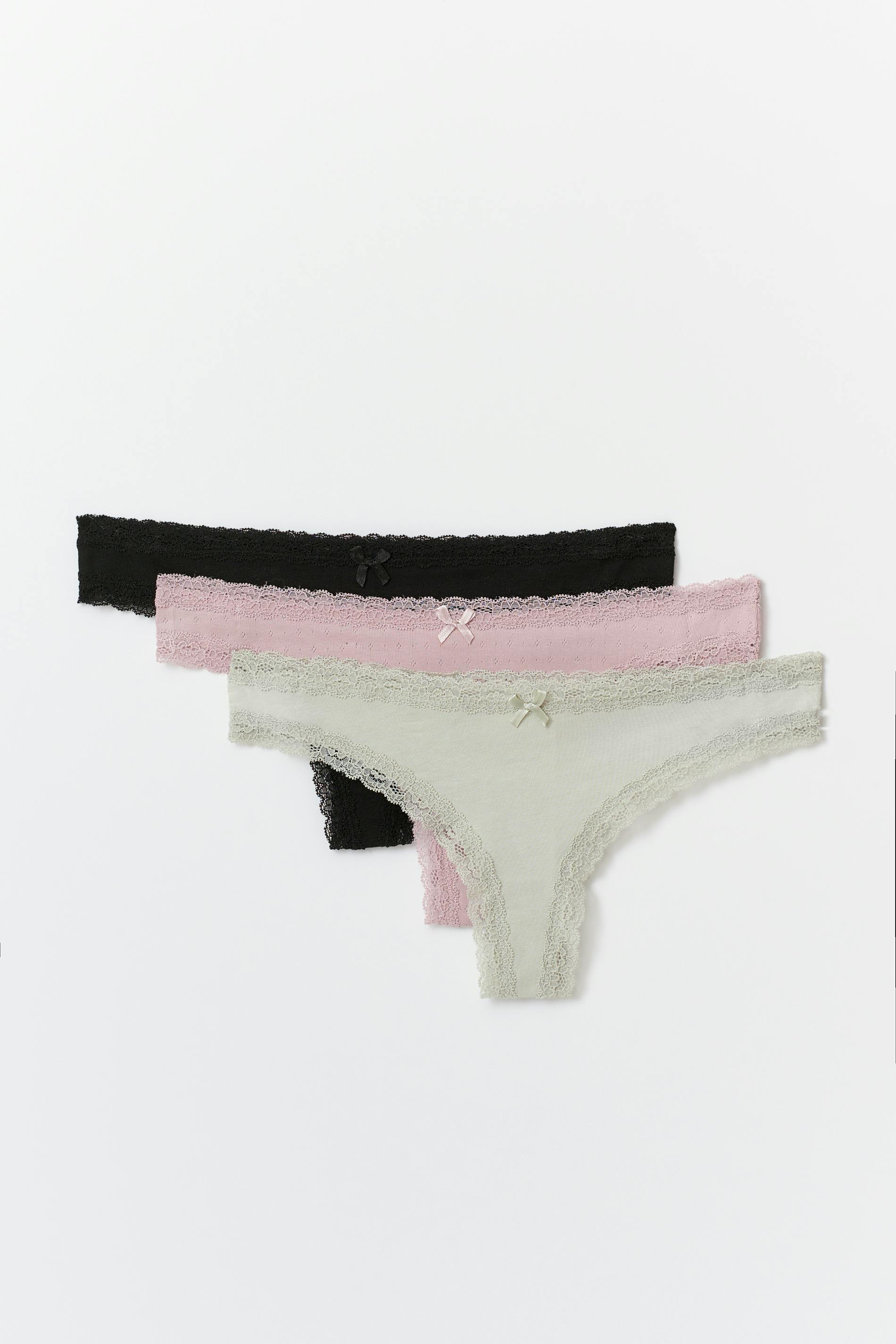 Gina Tricot - 3-pack brazilian - alushousut-3-kpl - Pinkki - M - Naiset