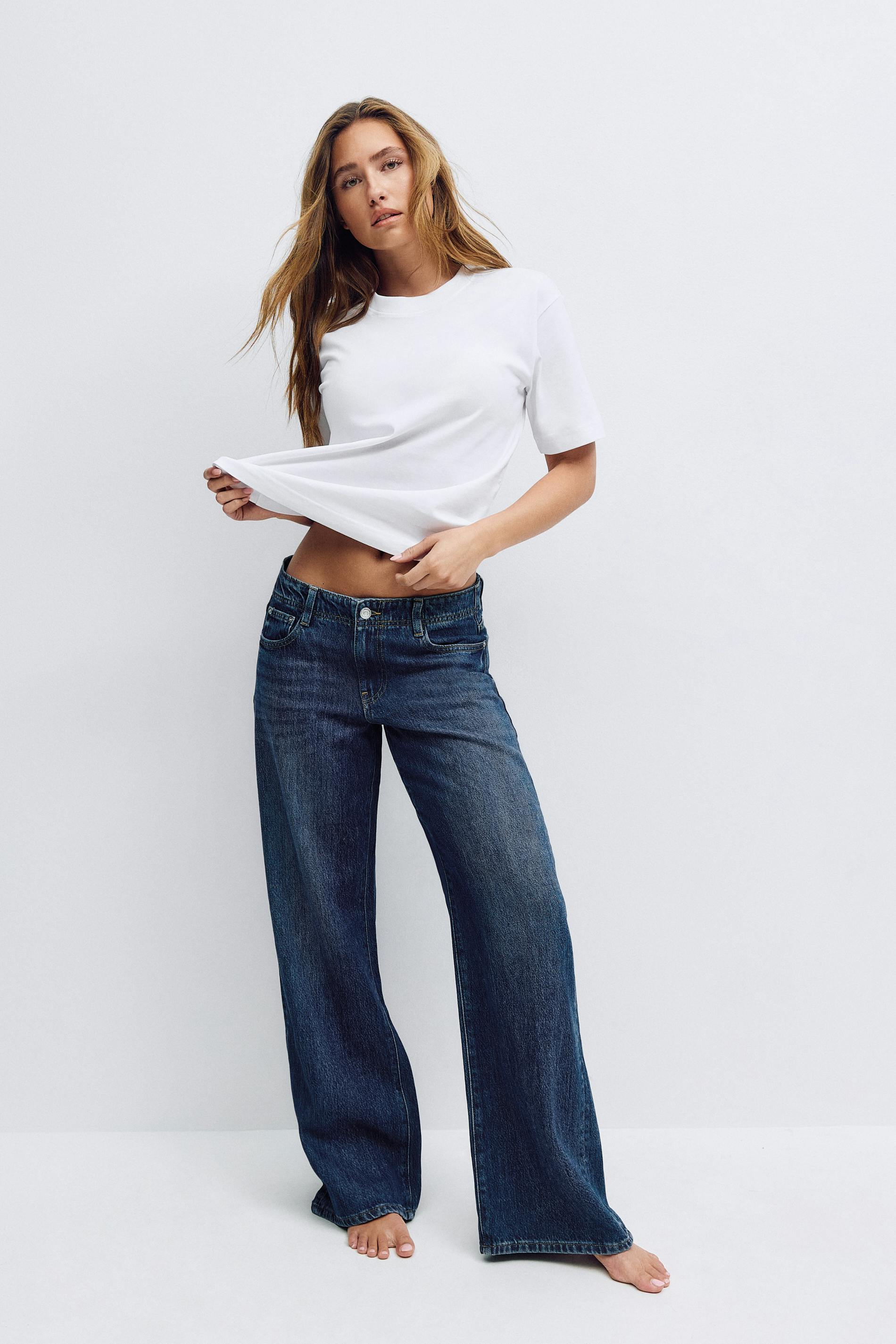 Gina Tricot - Low wide jeans - jeans taille basse - Bleu - 36 - Femme
