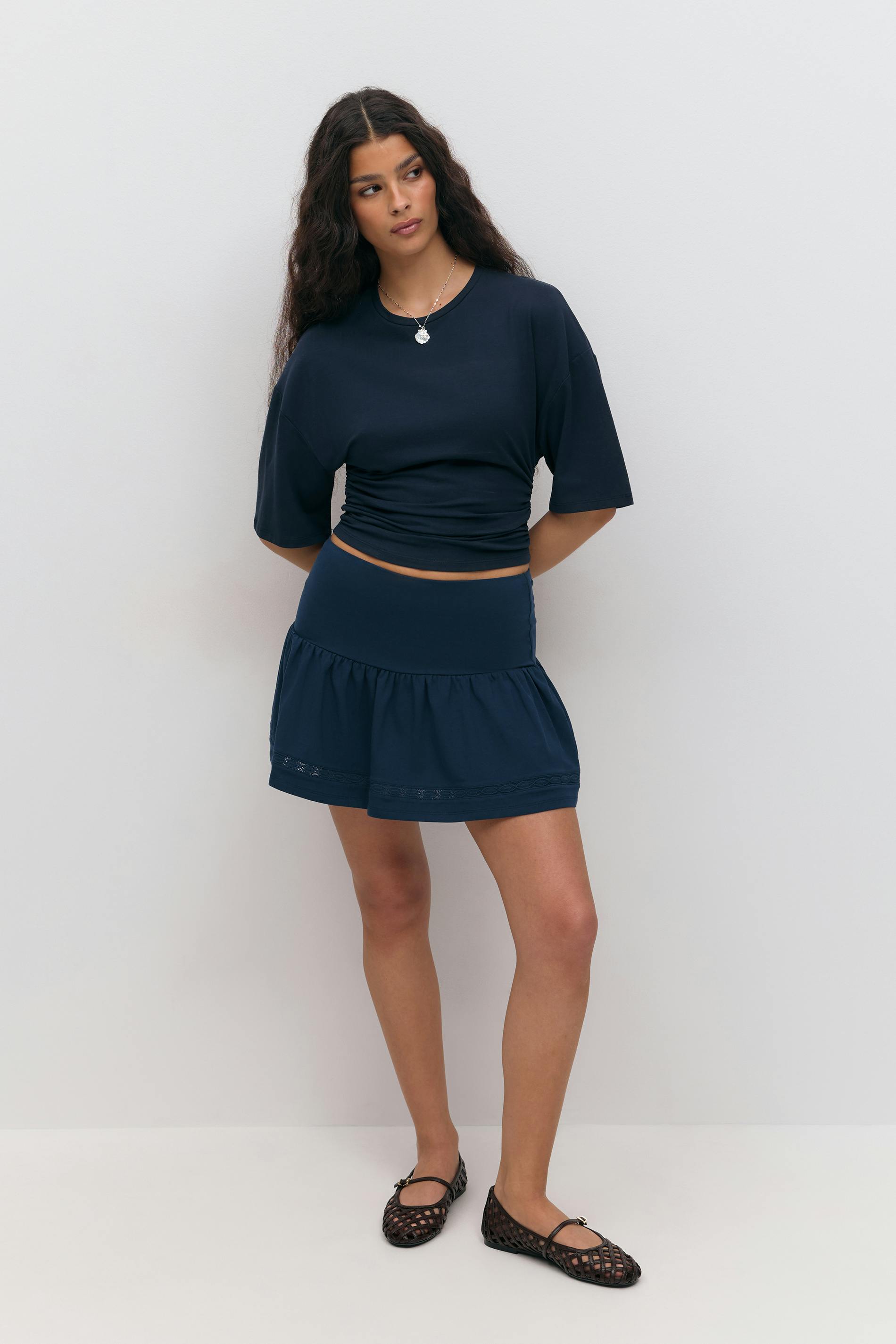 Gina Tricot - Mini frill skirt - korte nederdele - Blå - XXL - Dame