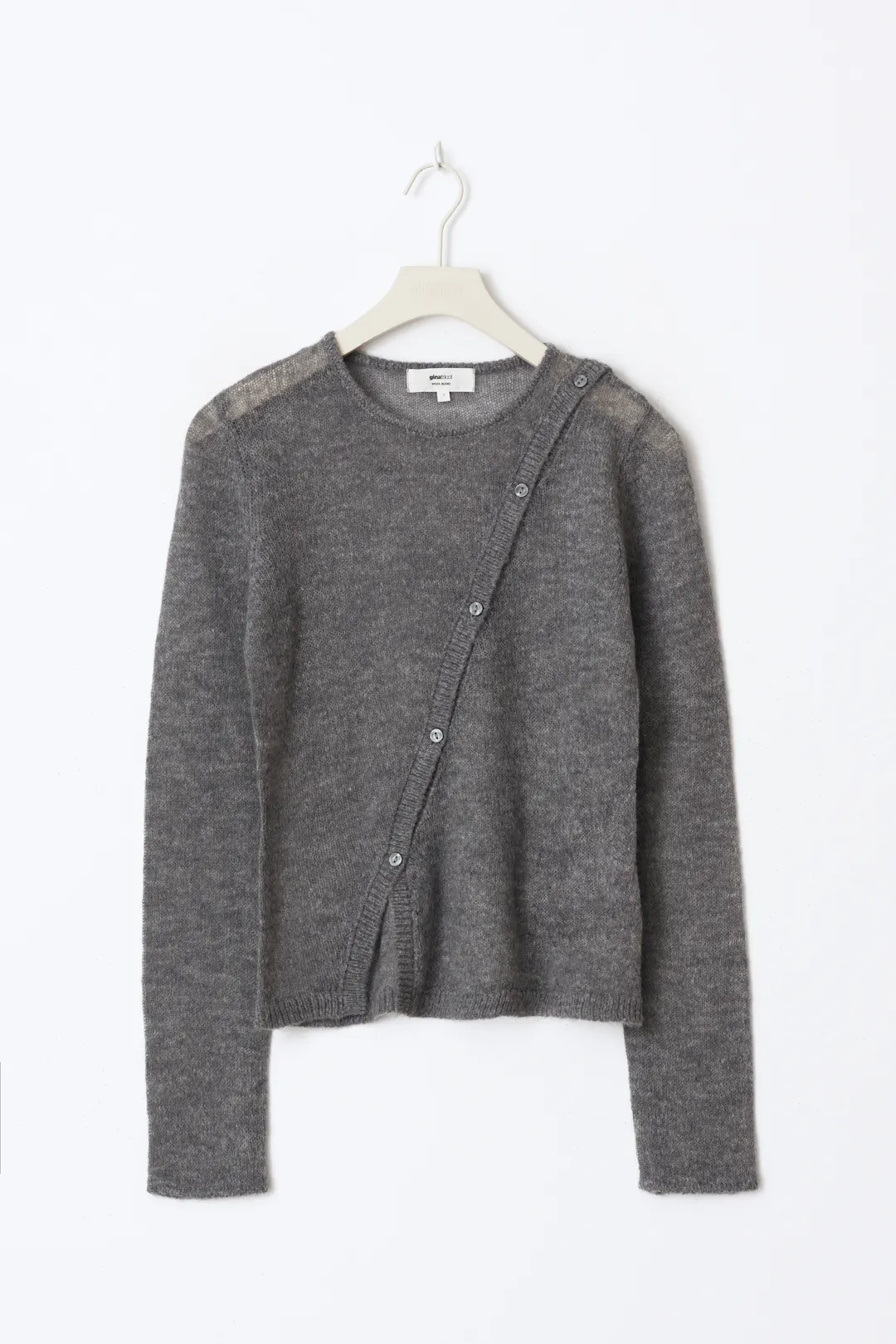 Asymmetric knitted cardigan - Grey - Women - Gina Tricot