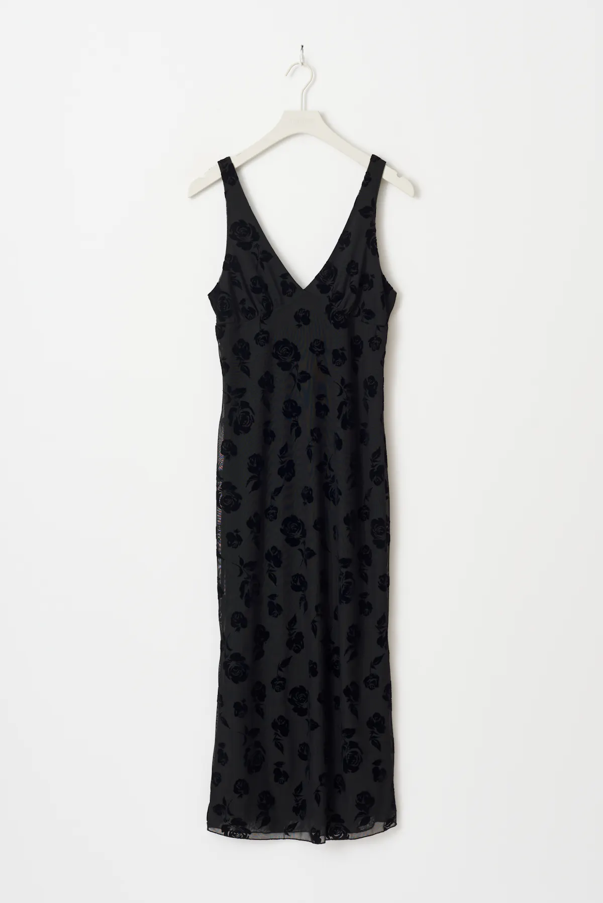 princess polly baby blue dress Black Warehouse Burnout Velvet V Neck Midi Tea Dress main image 1