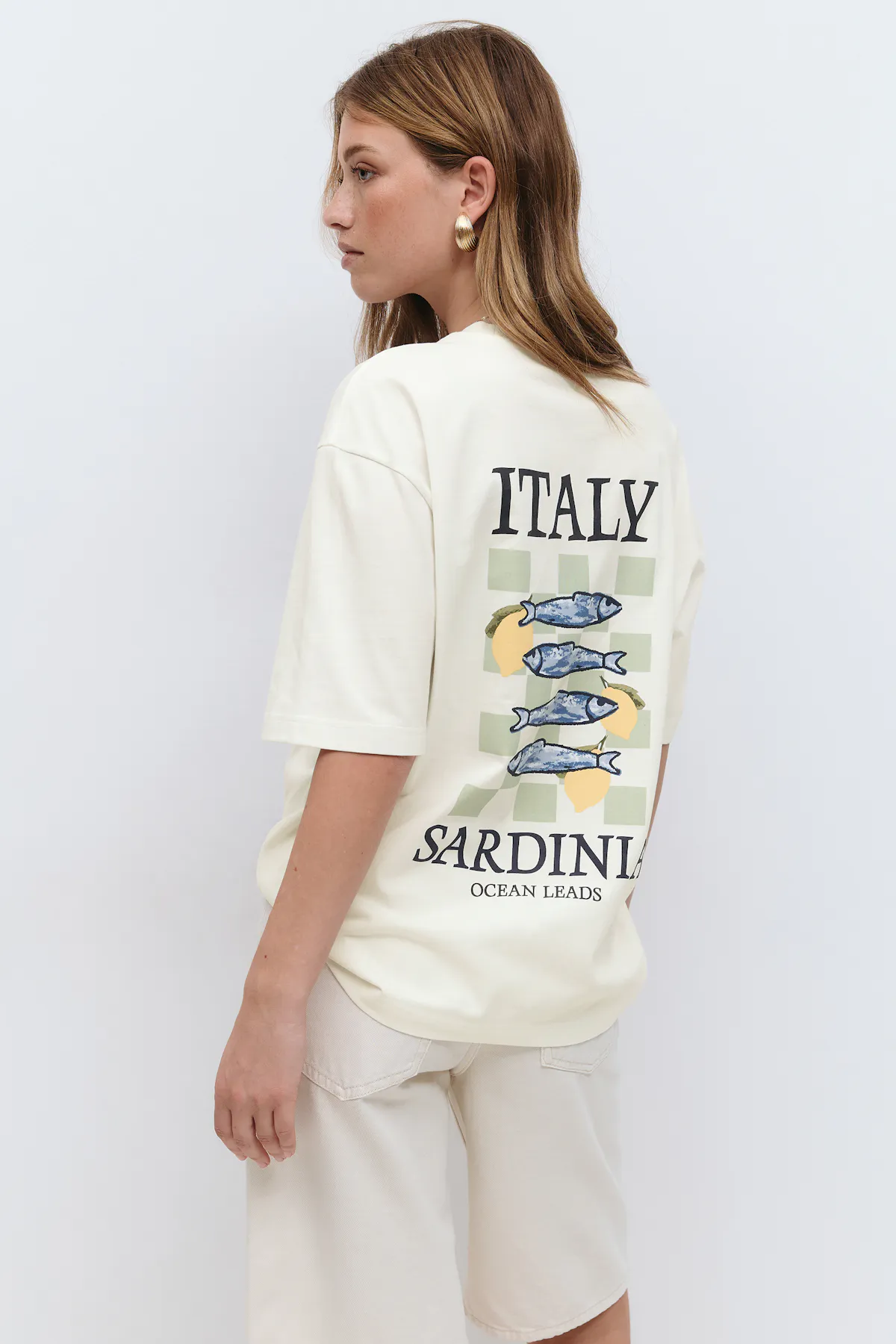Gina Tricot - Printed oversized tee - T-skjorter med print - Hvit - L - Dame