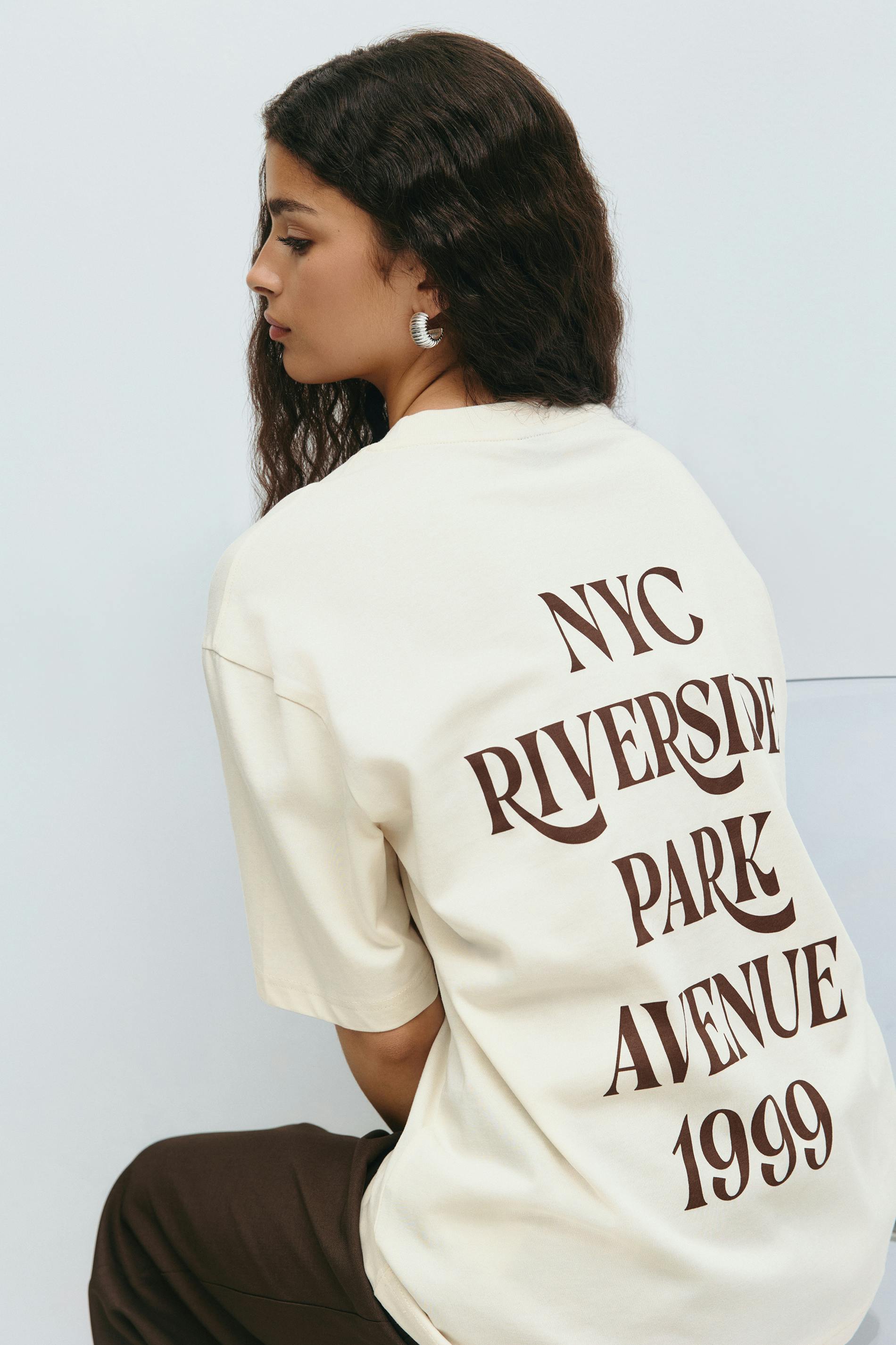 Gina Tricot - Printed oversized tee - t-shirts met print - Wit - XXS - Dames