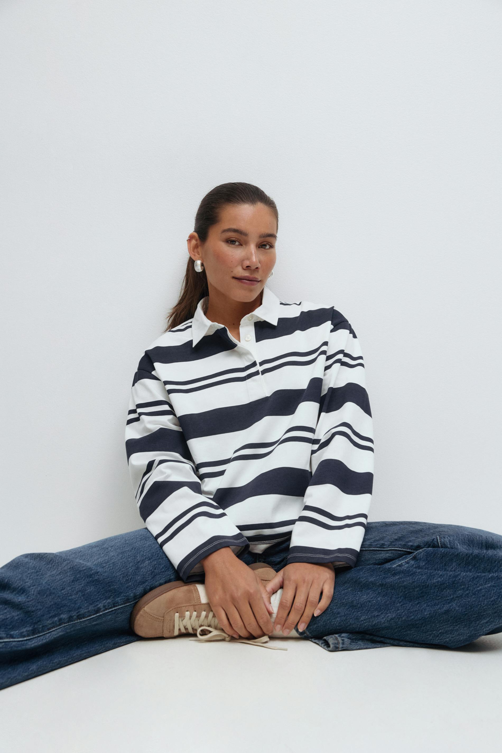 Gina Tricot - Collar top - poloshirts - Wit - XS - Dames