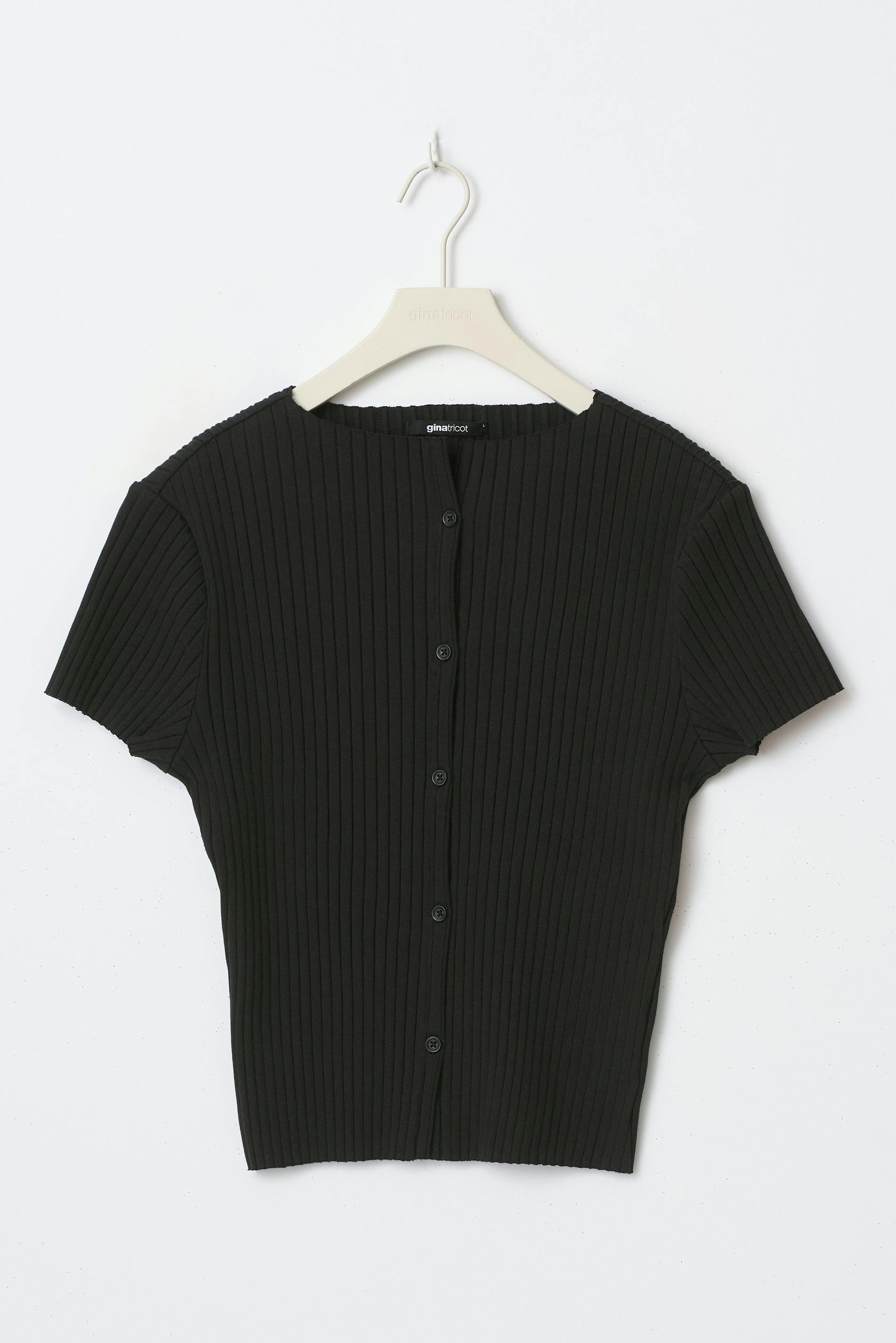 Rib button top - Black - Women - Gina Tricot