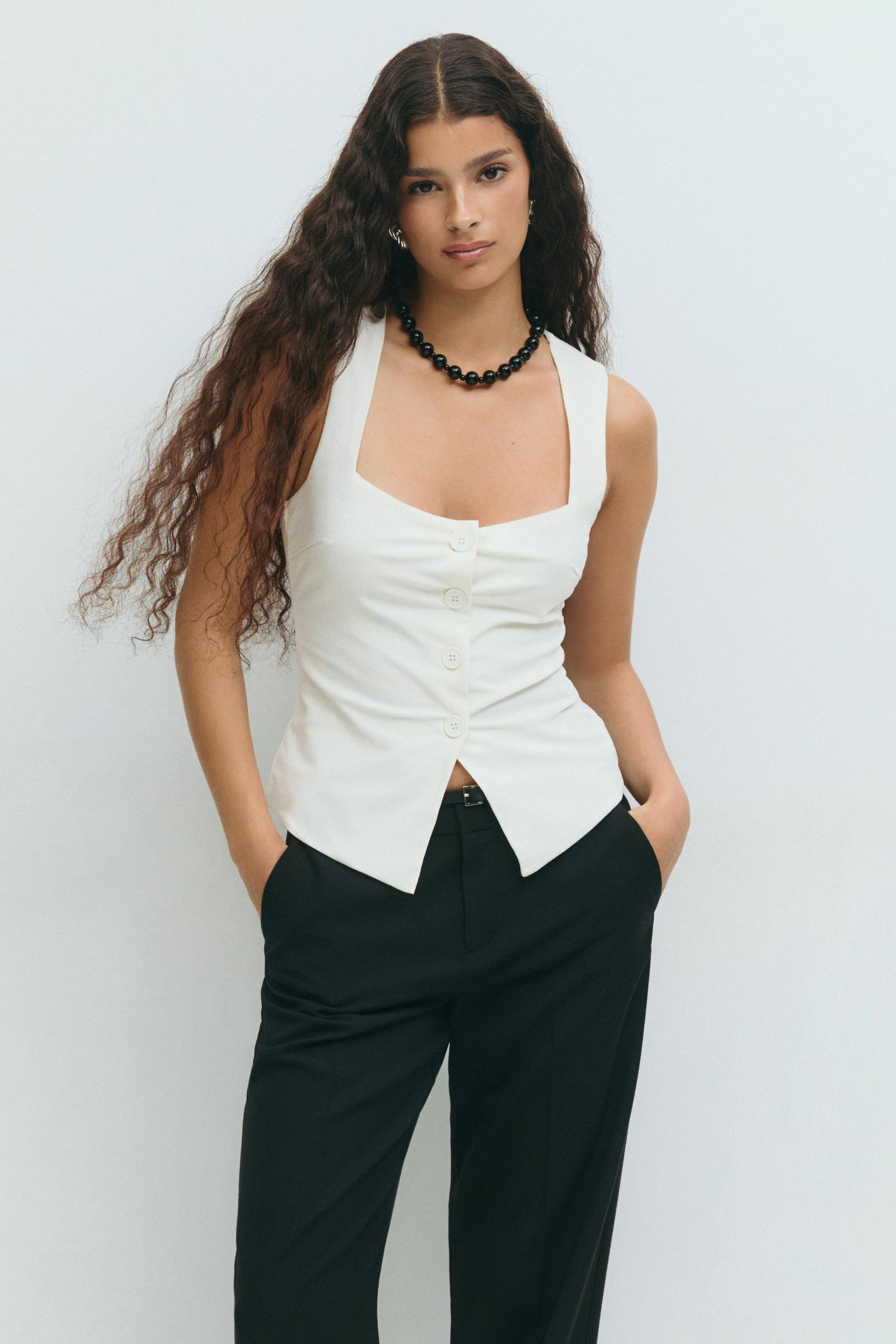 Gina Tricot - Jersey vest - liivit - Valkoinen - M - Naiset