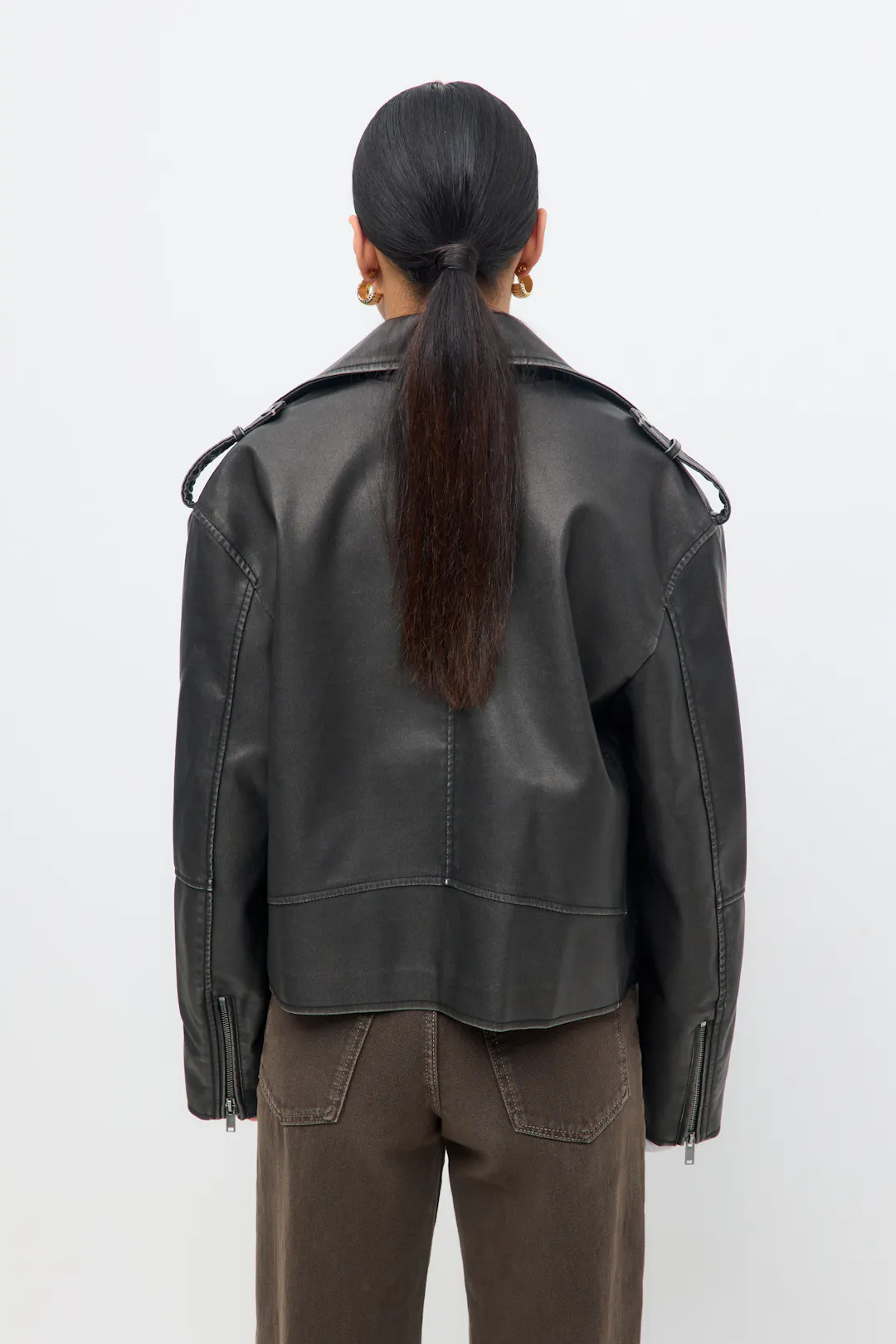 Short pu biker jacket - Zwart - Dame - Gina Tricot