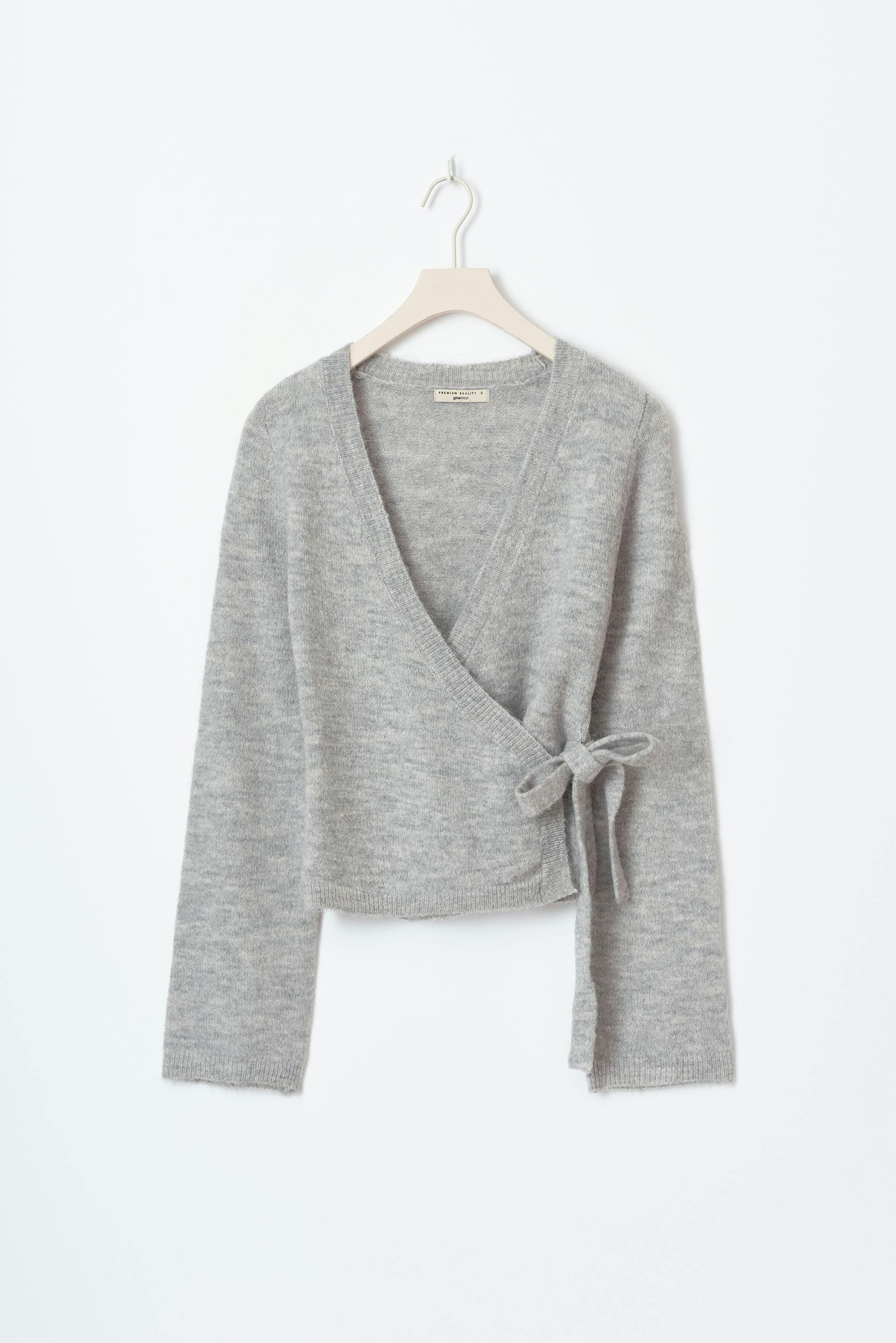 Knitted wrap cardigan - Blue - Women - Gina Tricot