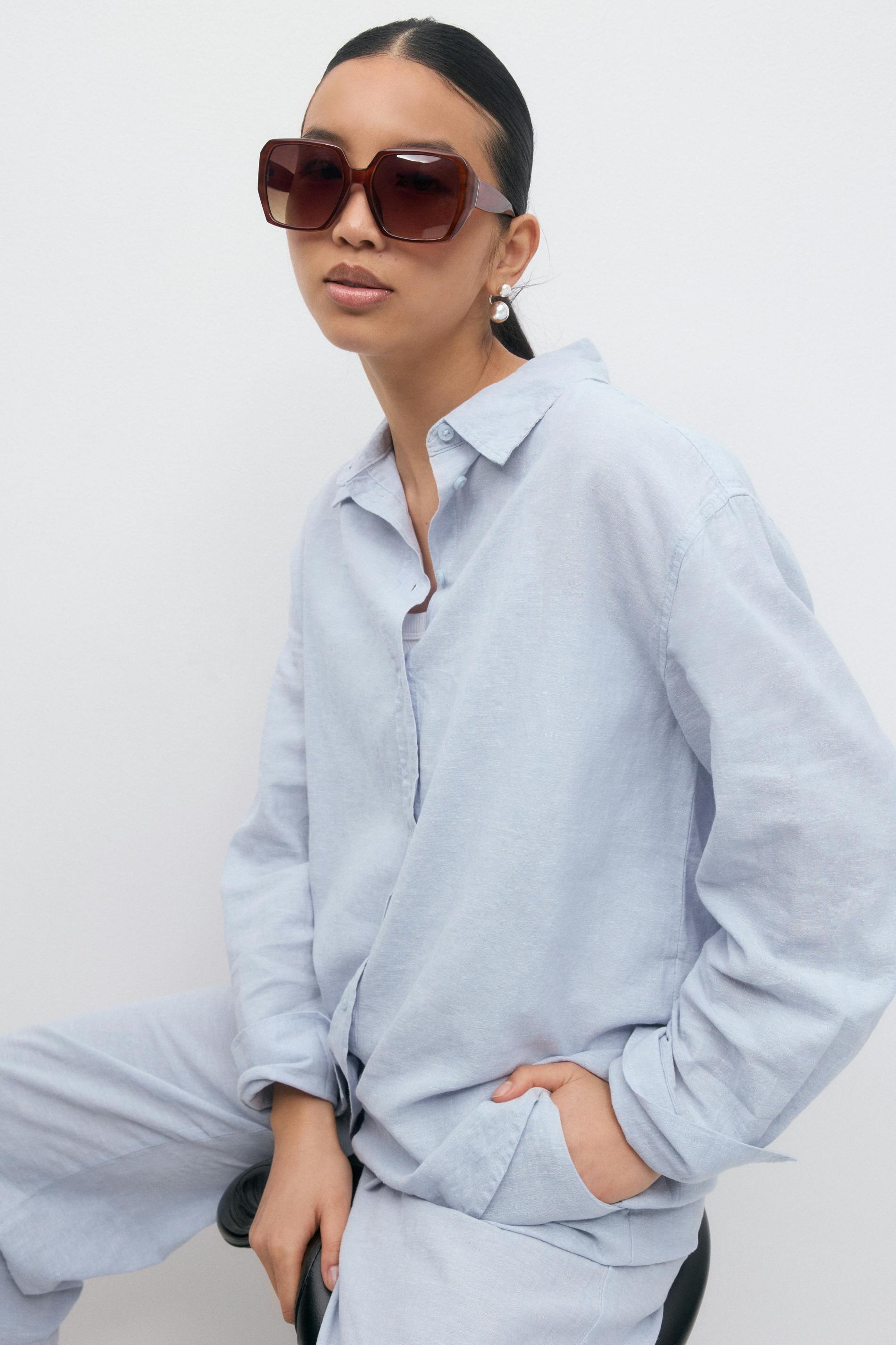 Gina Tricot - Bold retro square sunglasses - Zonnebrillen - Bruin - ONESIZE - Dames