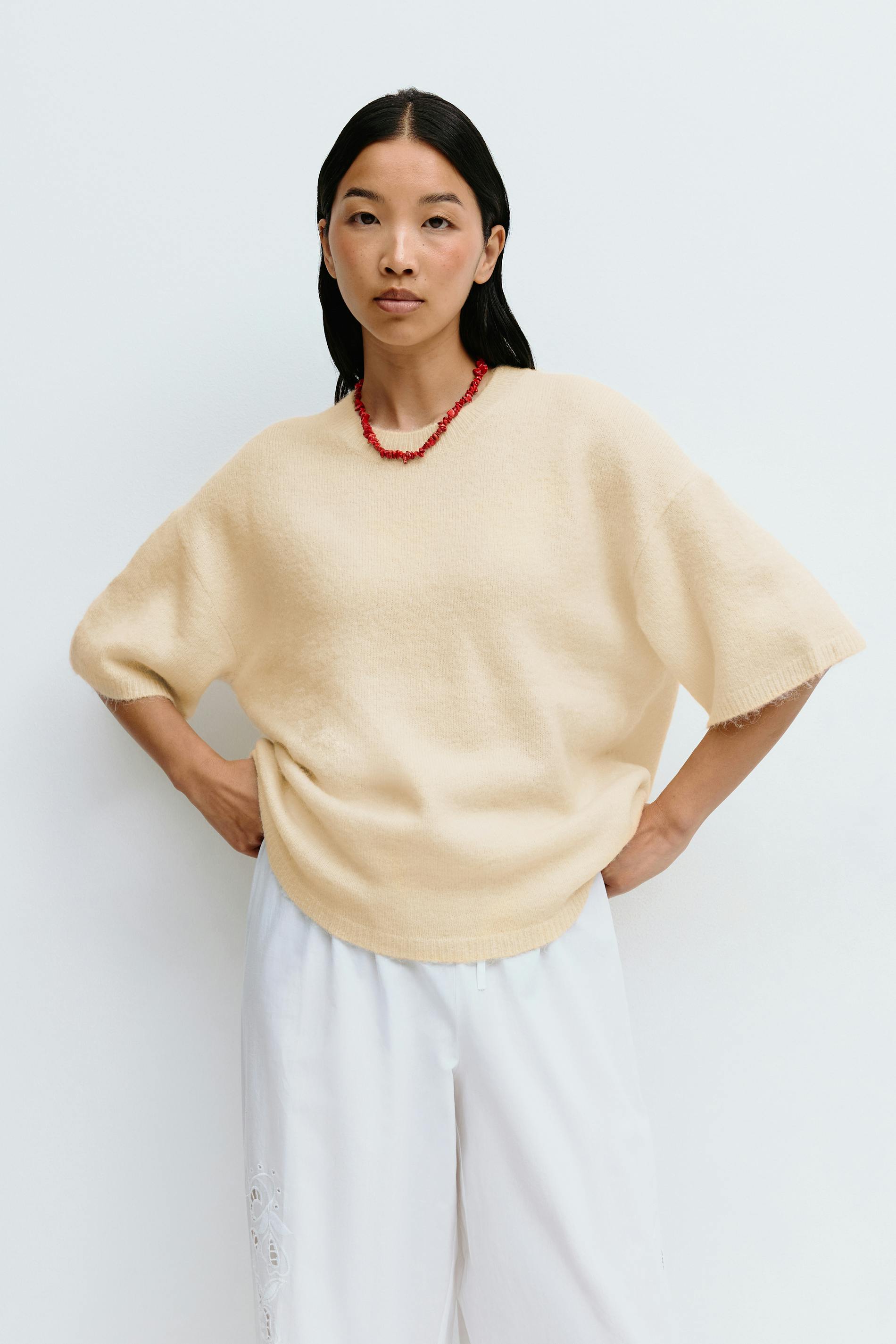 Gina Tricot - Knitted short sleeve top - kortermede strikkegensere - Gul - S - Dame