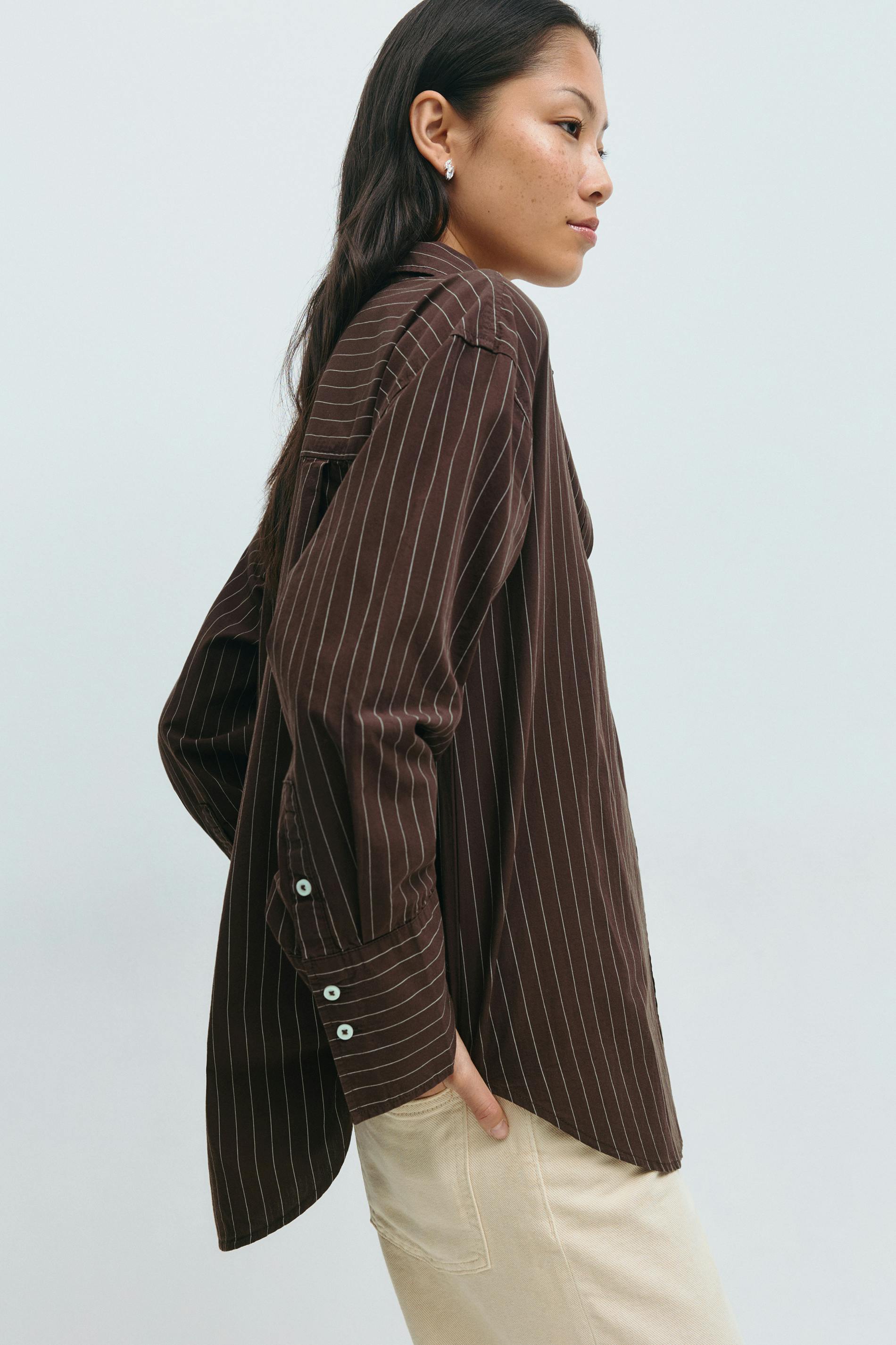 Gina Tricot - Poplin shirt - Skjorter - Brun - XS - Dame