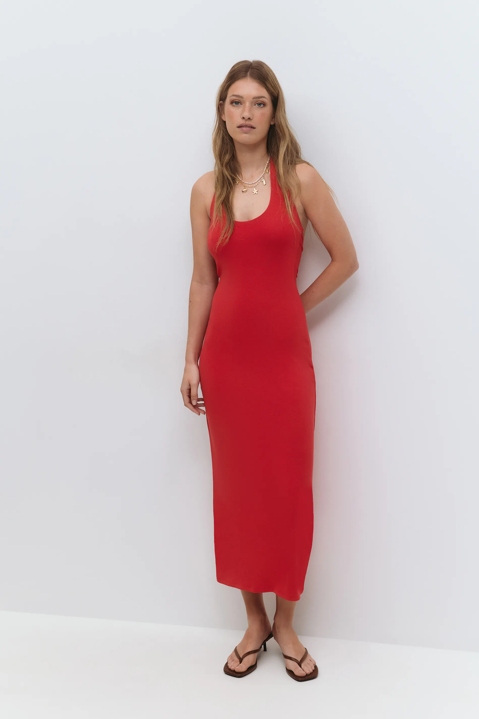 Gina Tricot - Halterneck midaxi dress - Maxikjoler - Rød - XXL - Dame