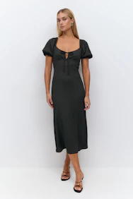 Puff Sleeve Midi Dress