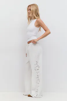 Embroidery Poplin Trousers