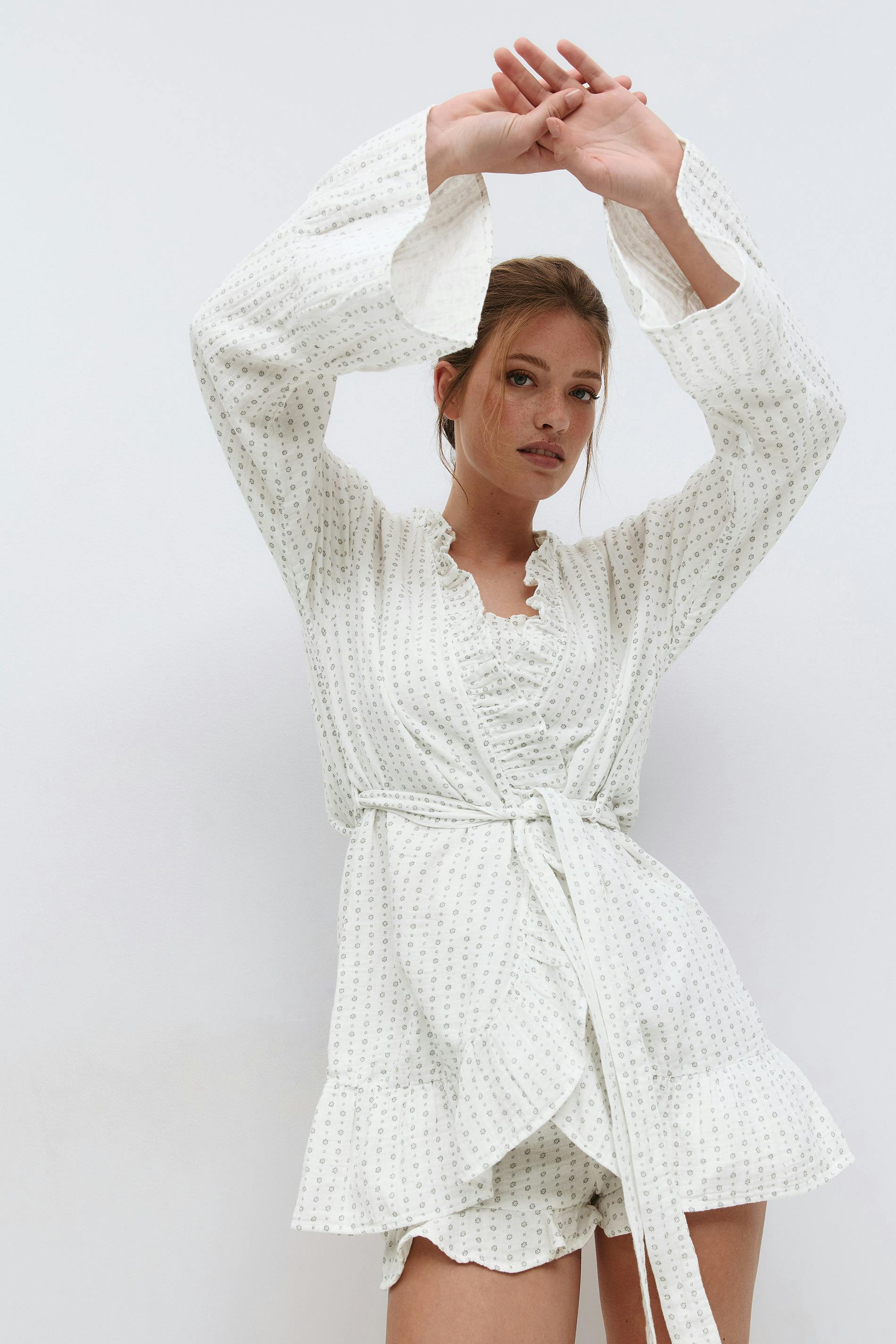 Gina Tricot - Gauze homewear robe - homewear - Blanc - M - Femme