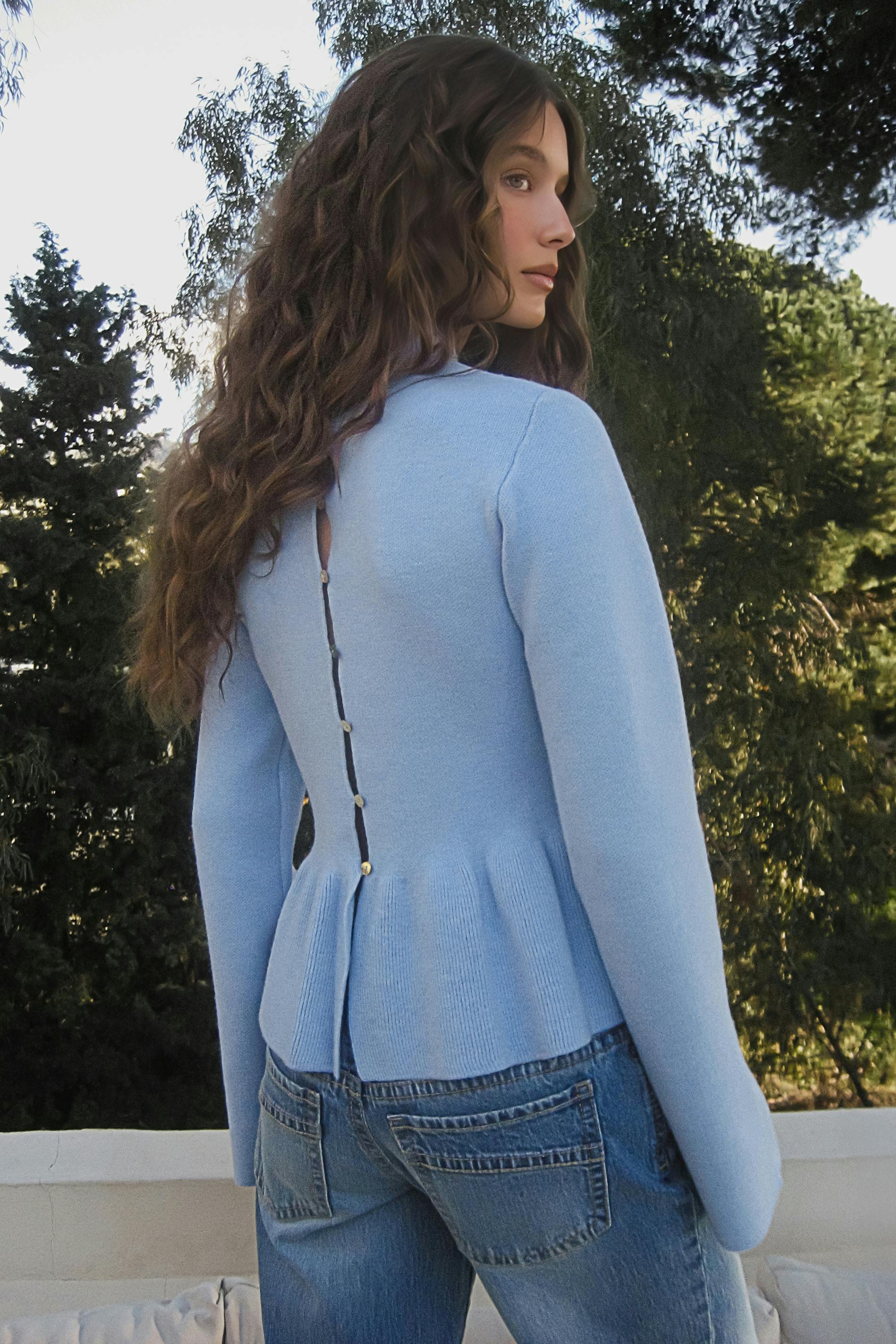 Knitted peplum top - White - Women - Gina Tricot