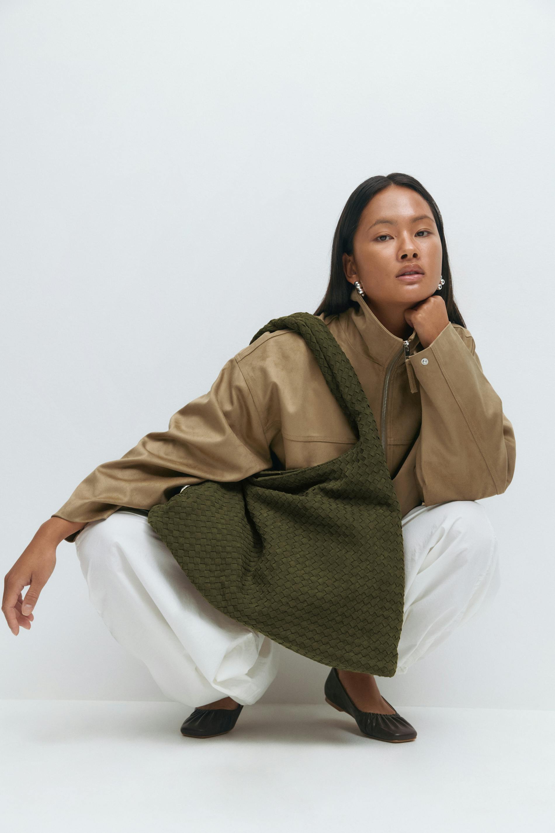 Gina Tricot - Braided large bag - flettede tasker - Grøn - ONESIZE - Dame