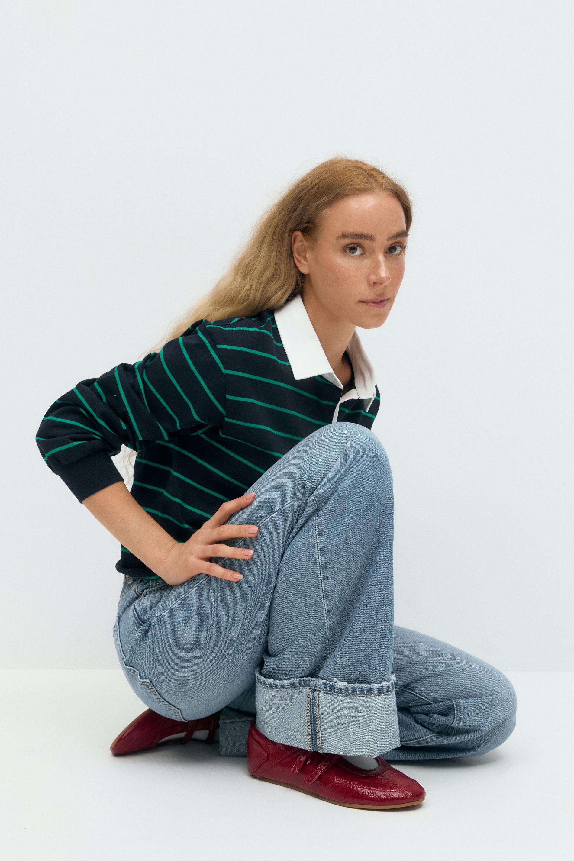 Läs mer om Gina Tricot - Collar top - pikétröjor - Grönt - L - Dam