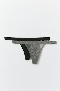 2-Pack Lace Thong