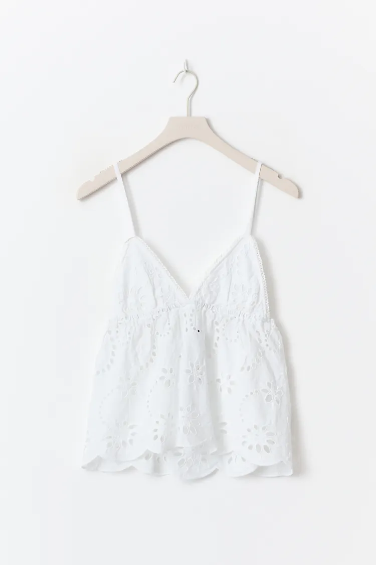Broderie Anglaise Singlet White