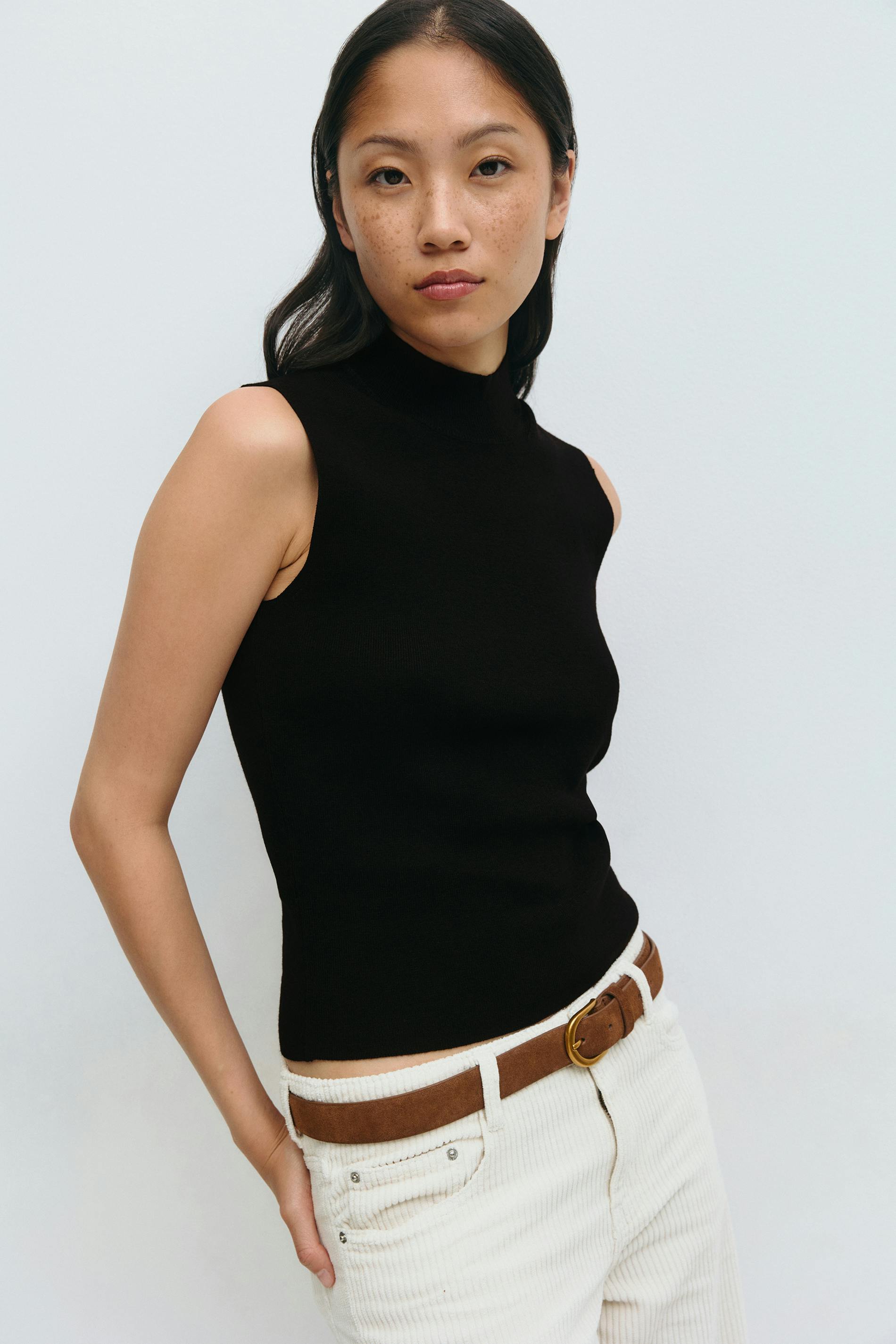 Gina Tricot - Turtleneck knitted top - Pologensere - Svart - L - Dame