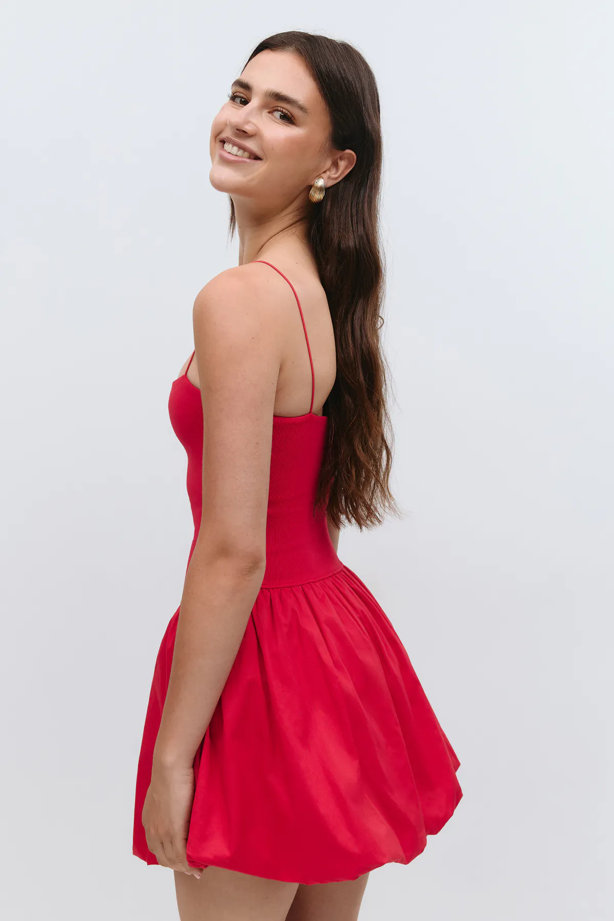 Balloon mini dress - Red - Women - Gina Tricot