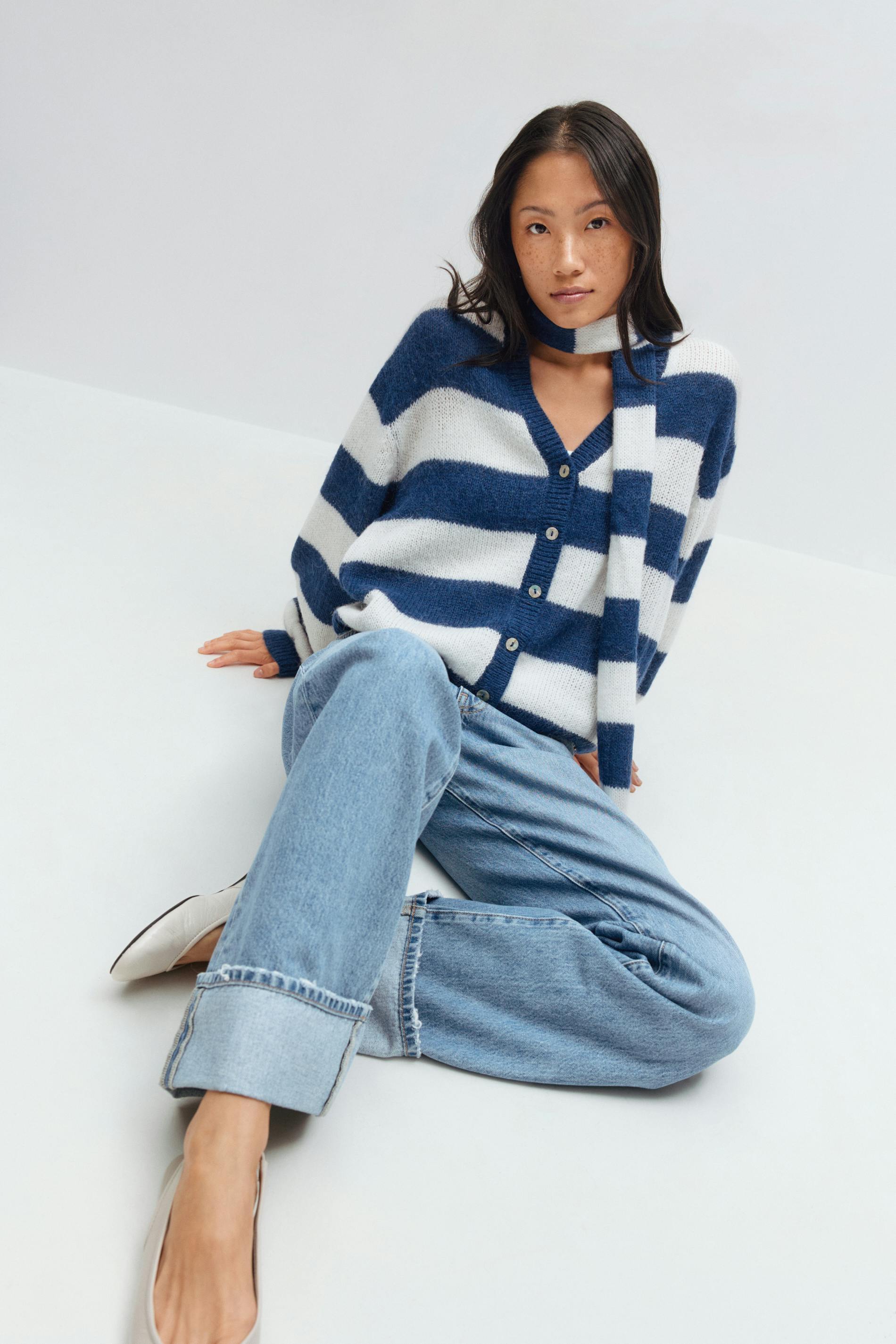Gina Tricot - Chunky knitted cardigan - Neuletakit - Sininen - L - Naiset