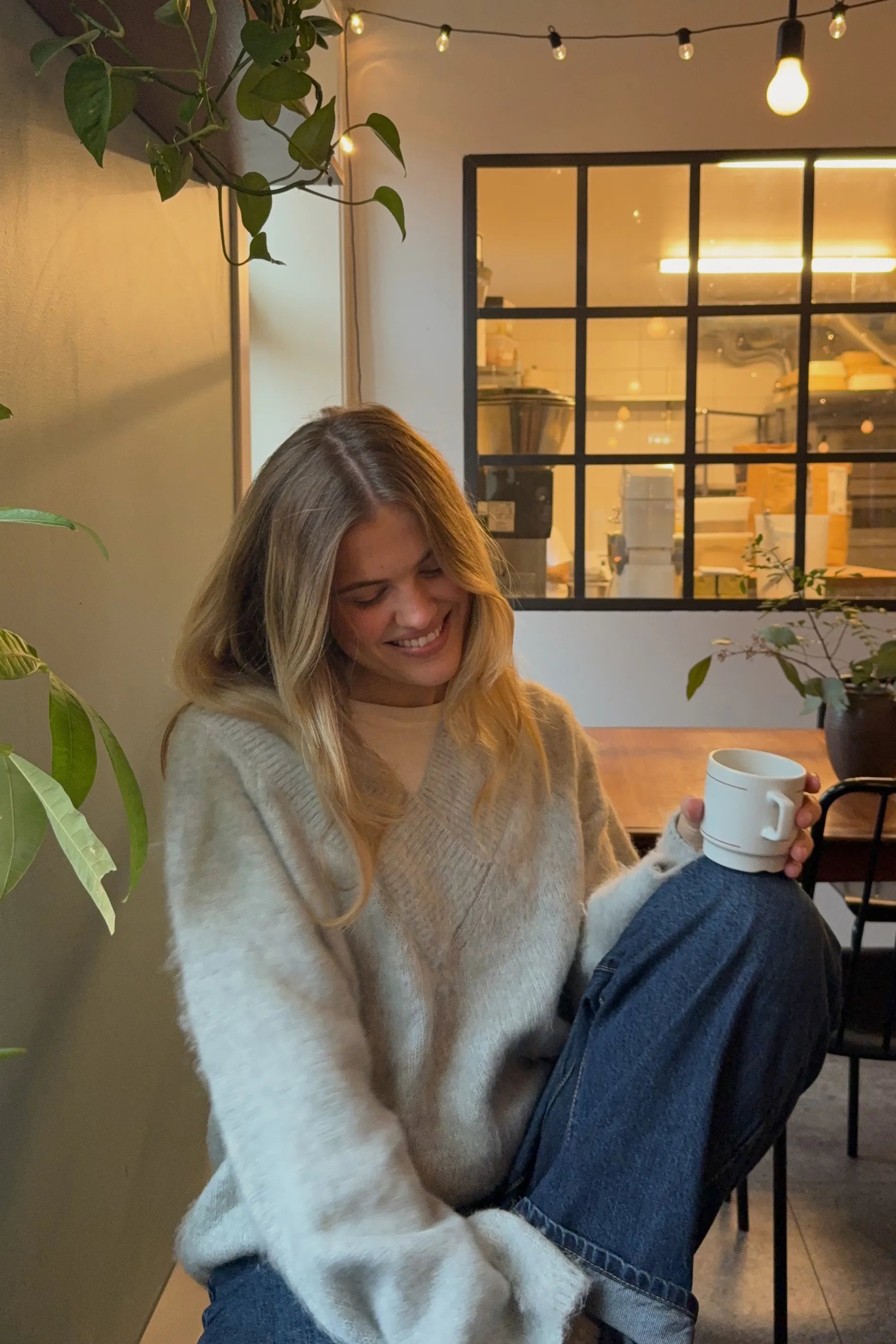 V-neck knitted sweater