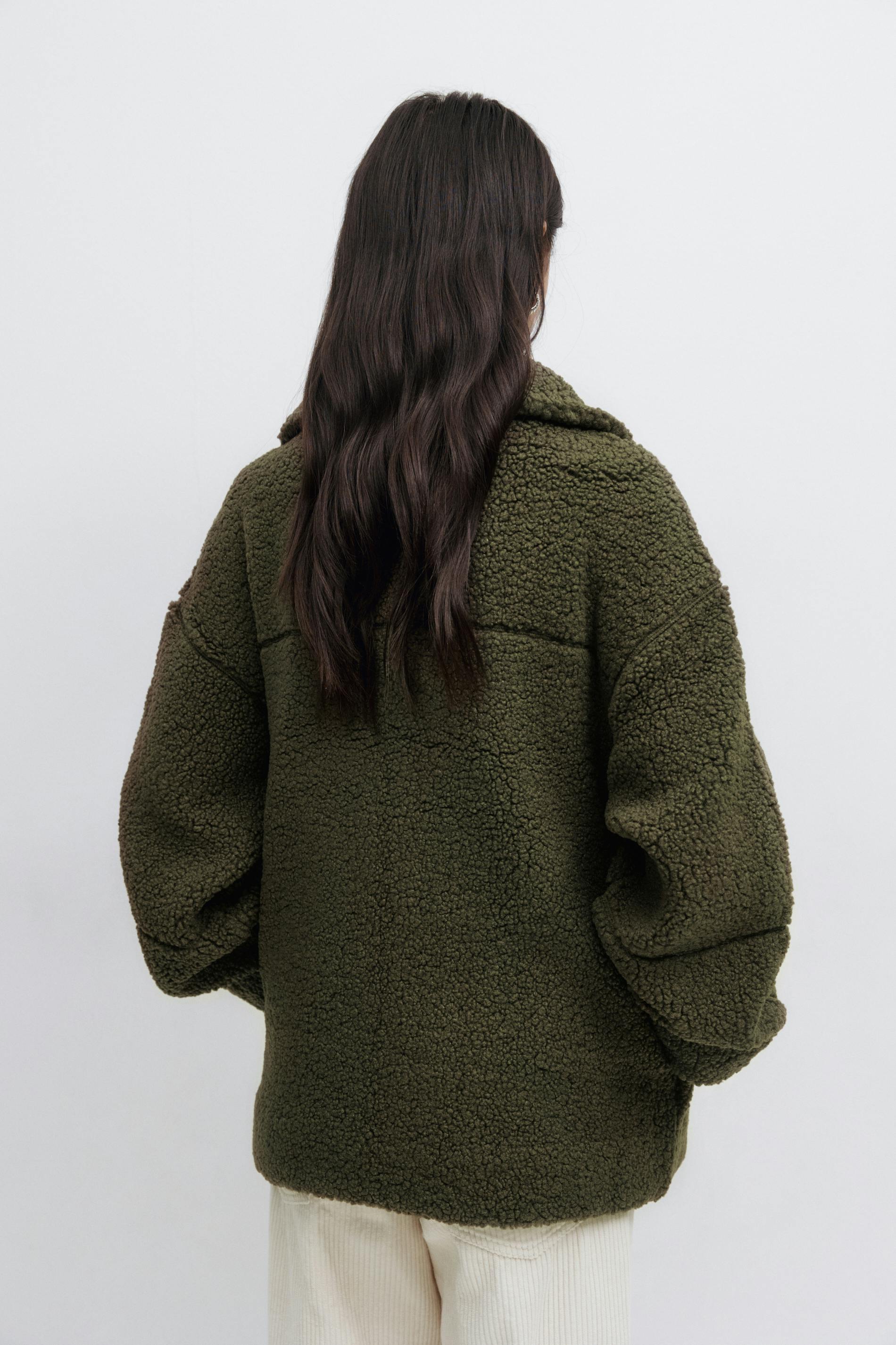 Pile zip jacket Grün Dame Gina Tricot