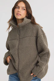 Pile zip jacket