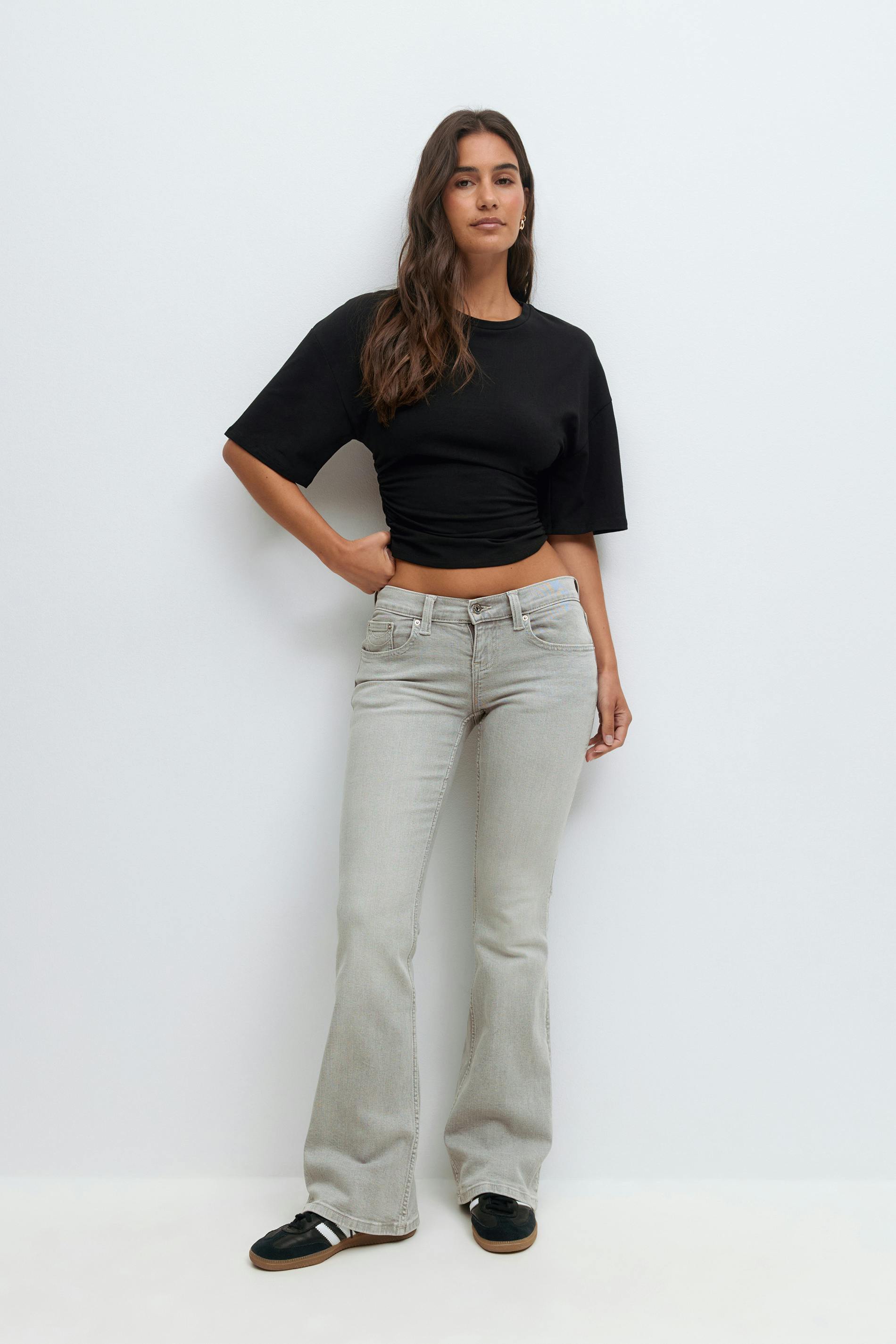 Gina Tricot - Ultra low bootcut jeans - ultra low waist - Gris - 32 - Femme