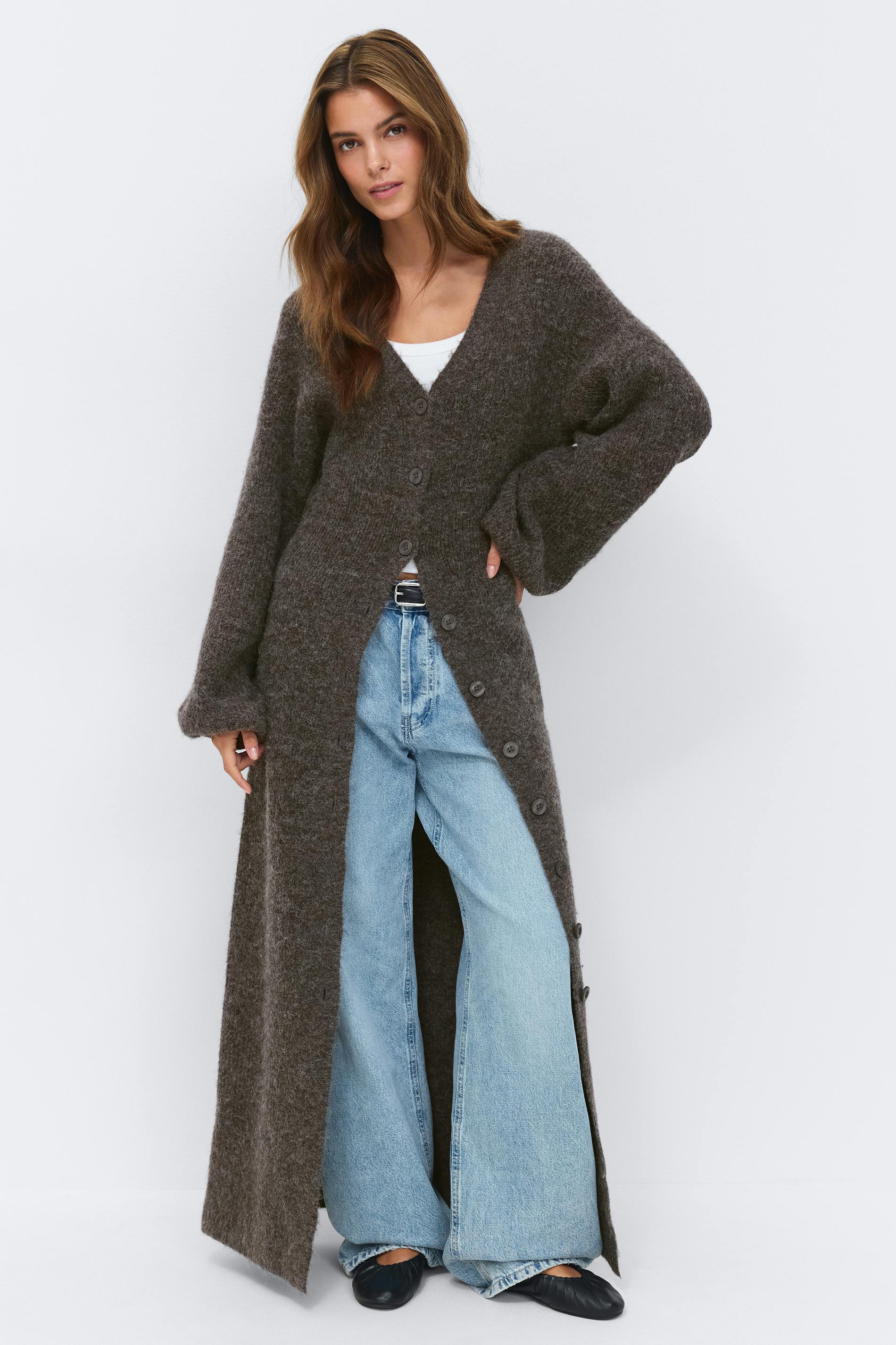 Gina Tricot - Knitted button down dress - Neulemekot - Beige - S - Naiset