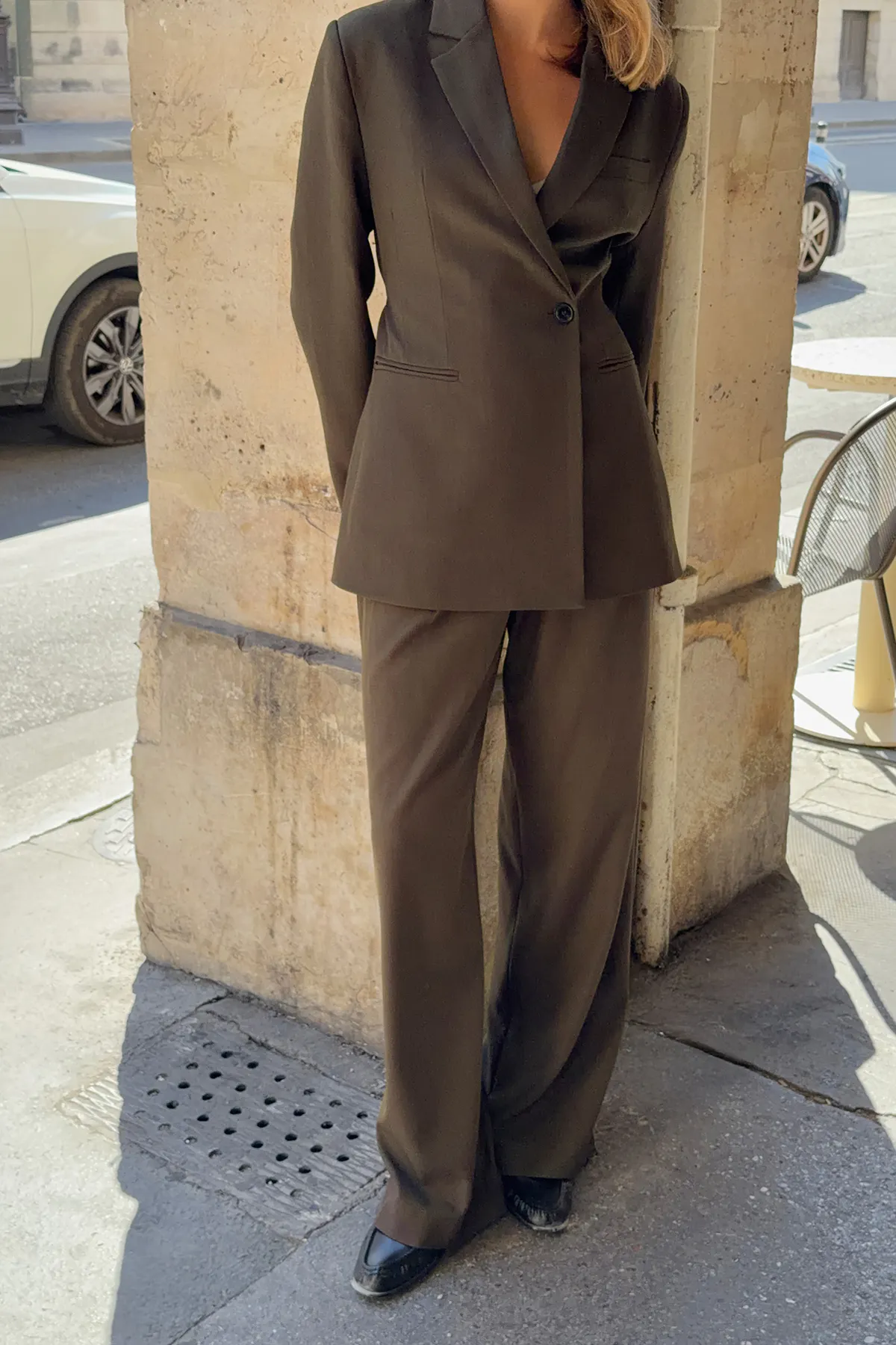 Mid wide pleated trousers — byxor med fickor från Gina Tricot