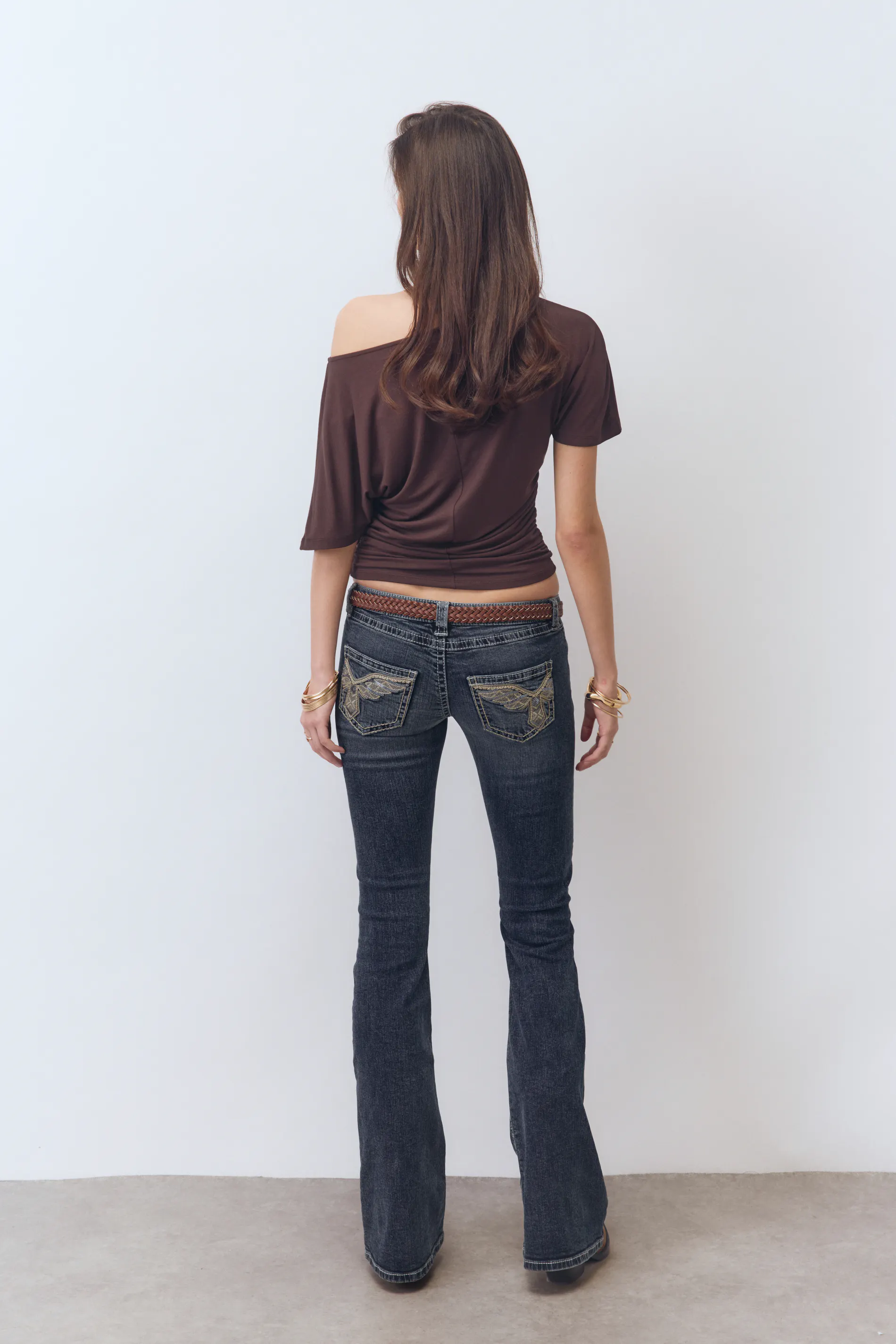 Gina Tricot - Sparkle low flare jeans - Jeans - Blauw - S - Dames