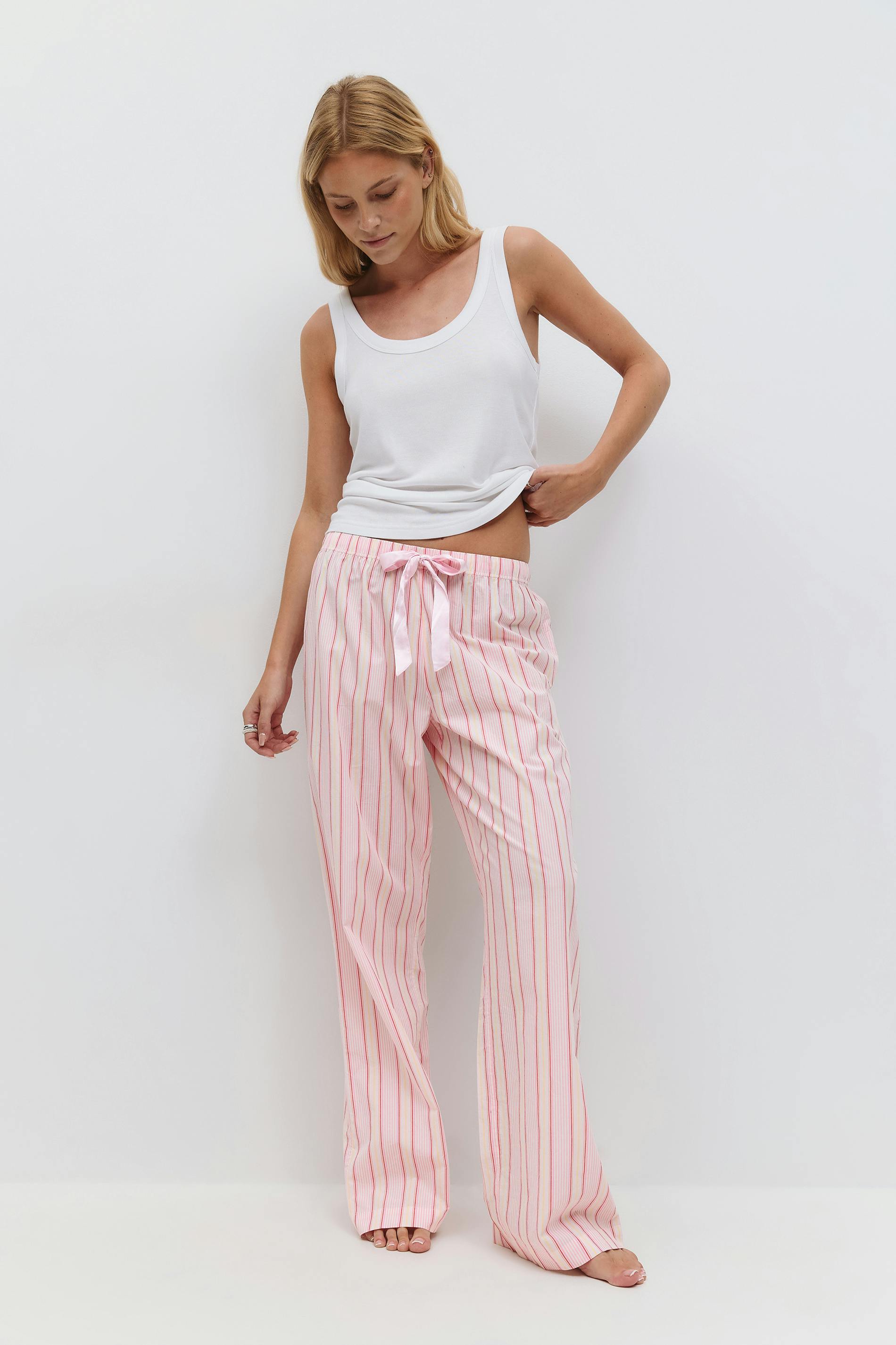 Gina Tricot - Poplin pyjamas trousers - pyjamas - Roze - XL - Dames