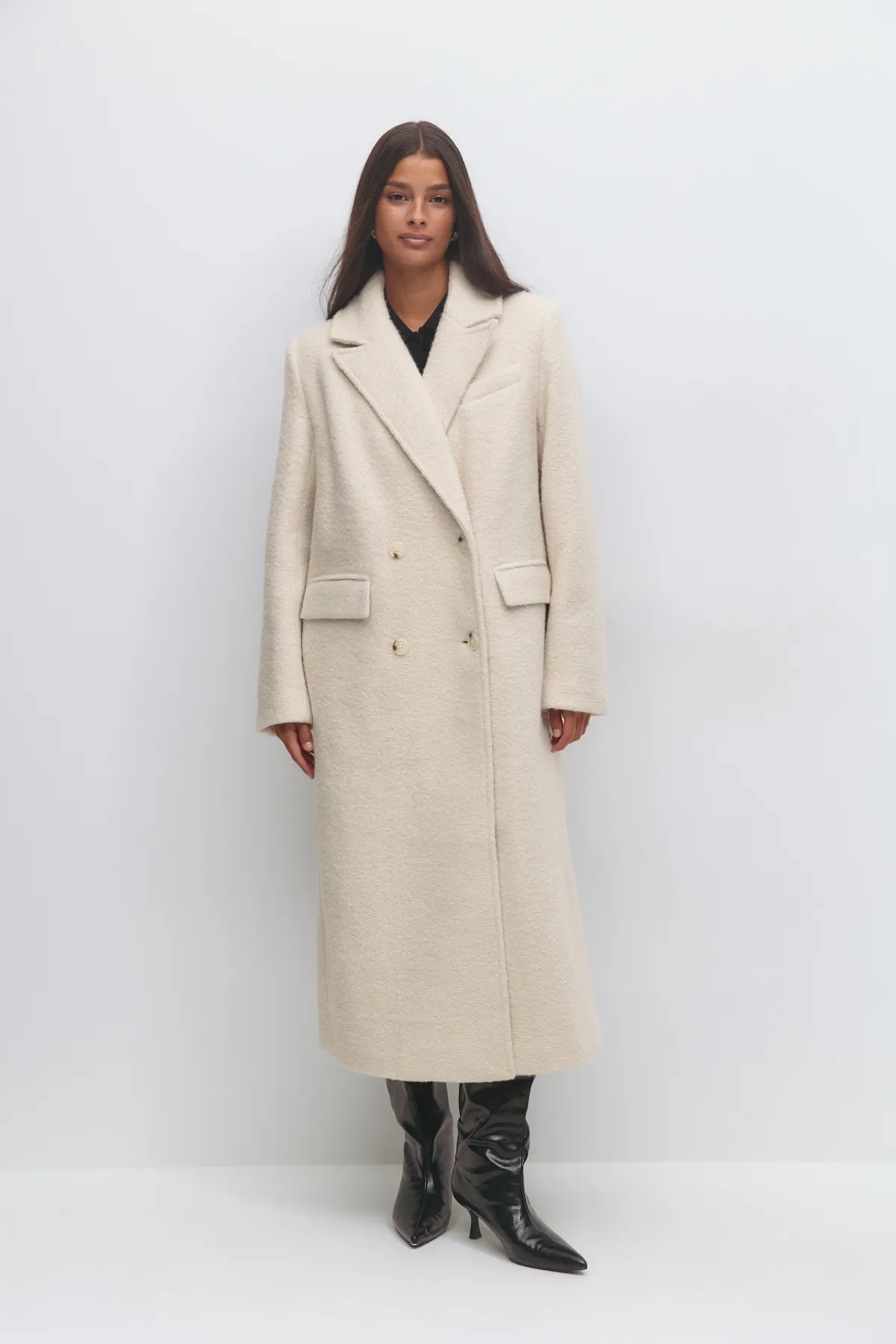 Gina Tricot - Long bouclé coat - Kåper - Beige - S - Dame