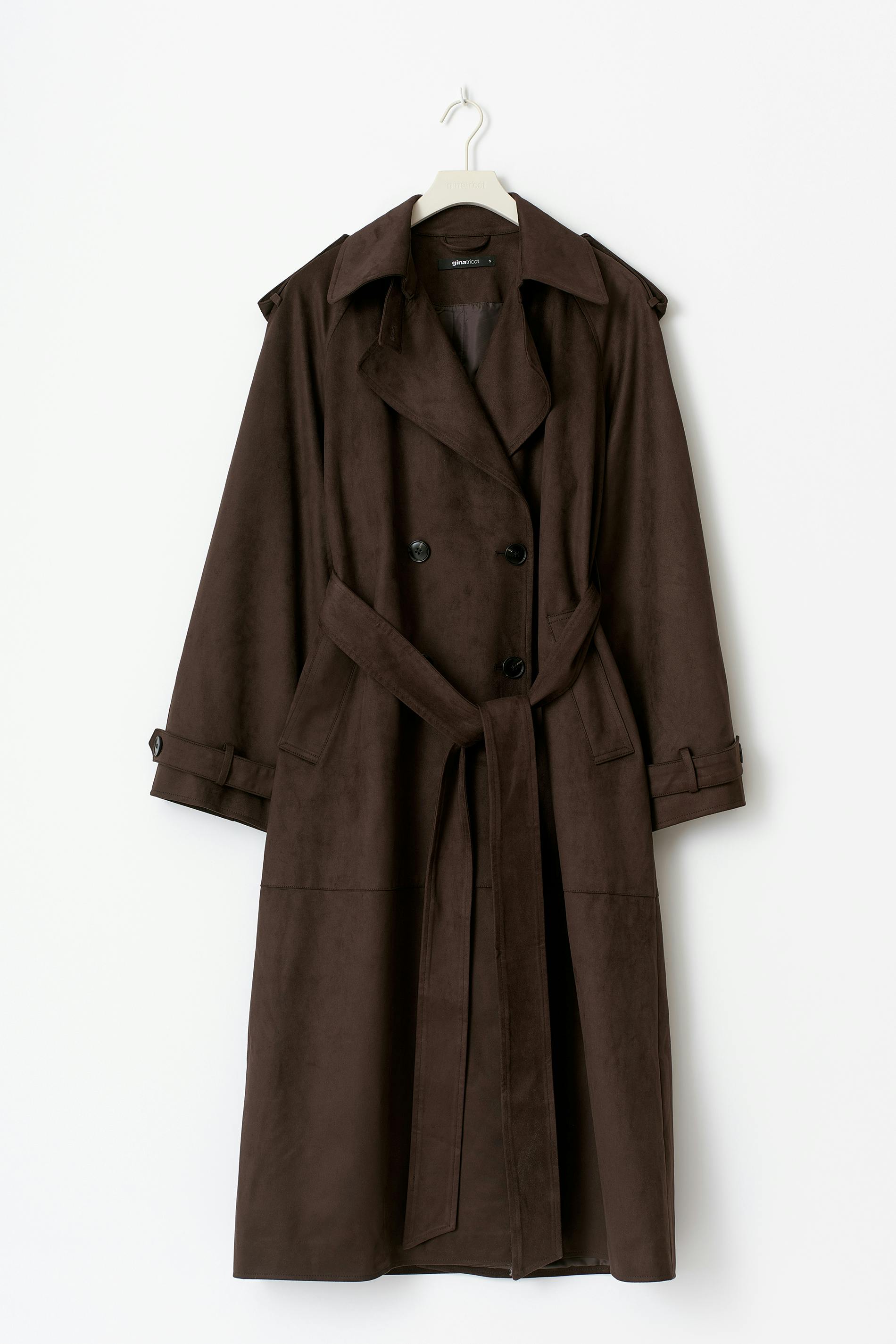 Faux suede trench coat