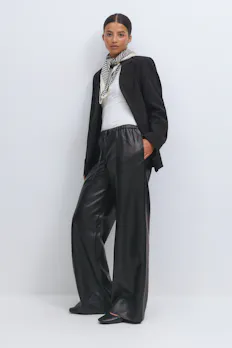 Wide Drawstring Pu Trousers