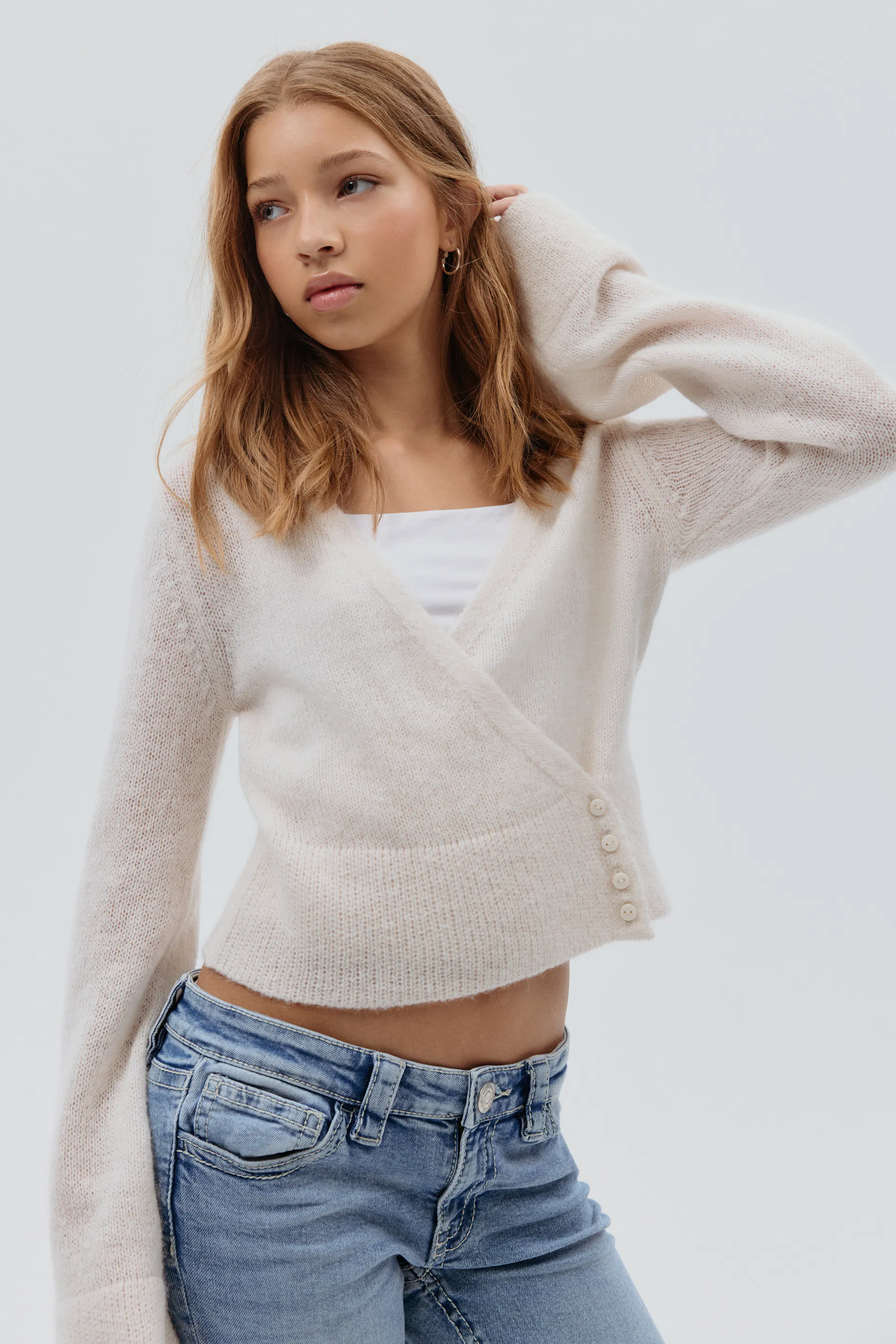 V-neck knitted sweater