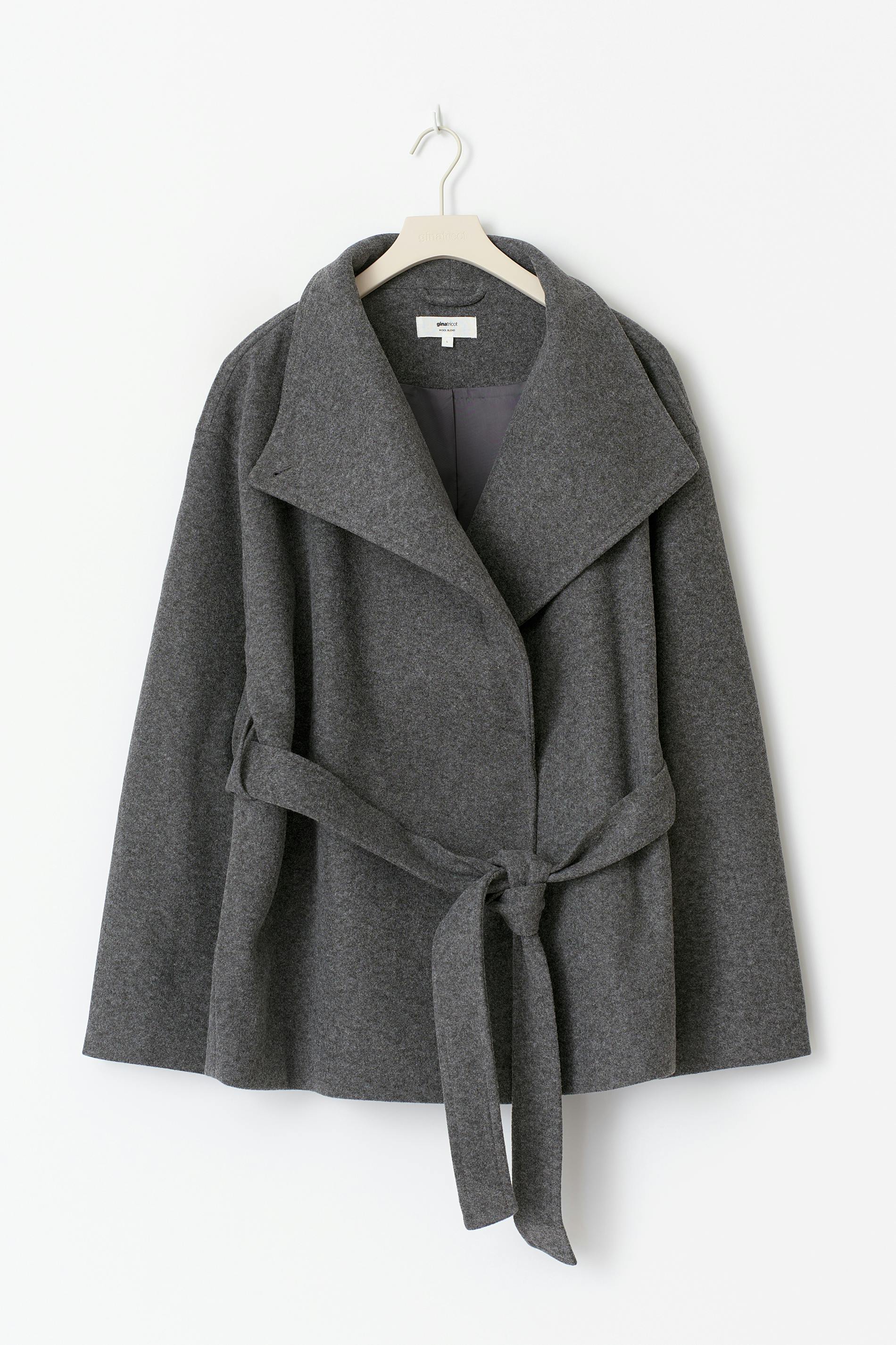 ジャケット・アウター na.e Shawl Collar Wool Coat_Greige Shawl collar short coat - Black - Women - Gina Tricot