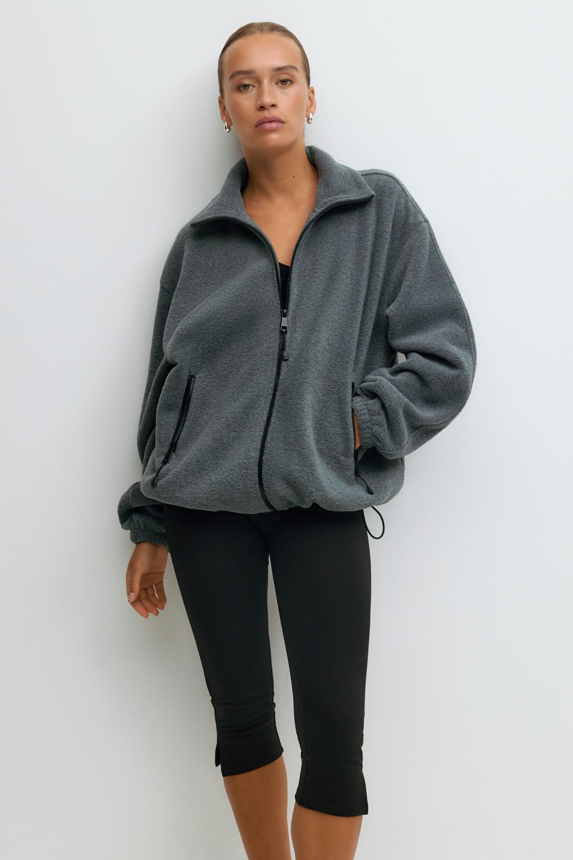 Gina Tricot - Fleece jacket - Jassen - Grijs - L - Dames