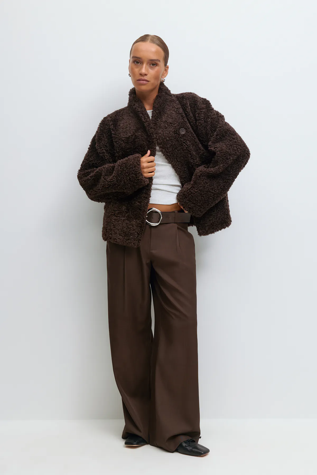 Gina Tricot - Pile jacket - korte jassen - Bruin - M - Dames
