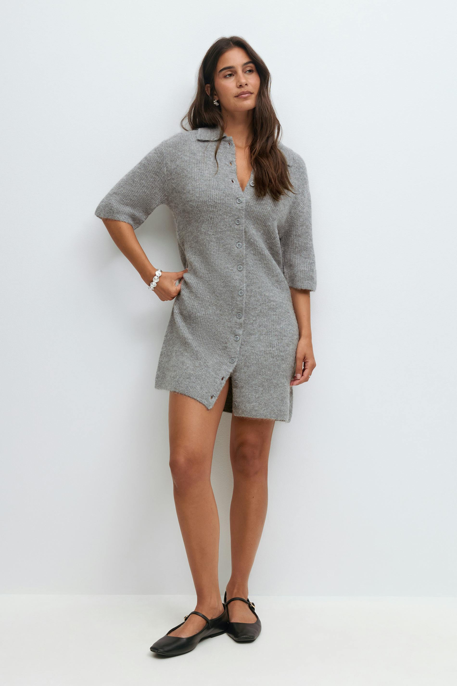 Knitted dress - Grey - Women - Gina Tricot