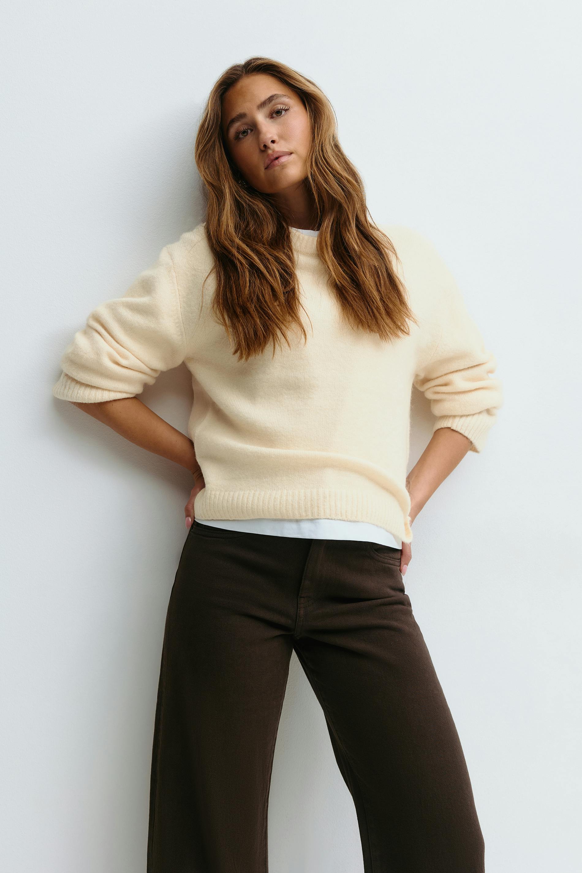 Gina Tricot - Crew neck knitted sweater - Gebreide truien - Geel - L - Dames