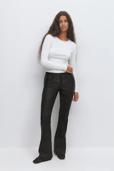 Coated Pu Flare Jeans