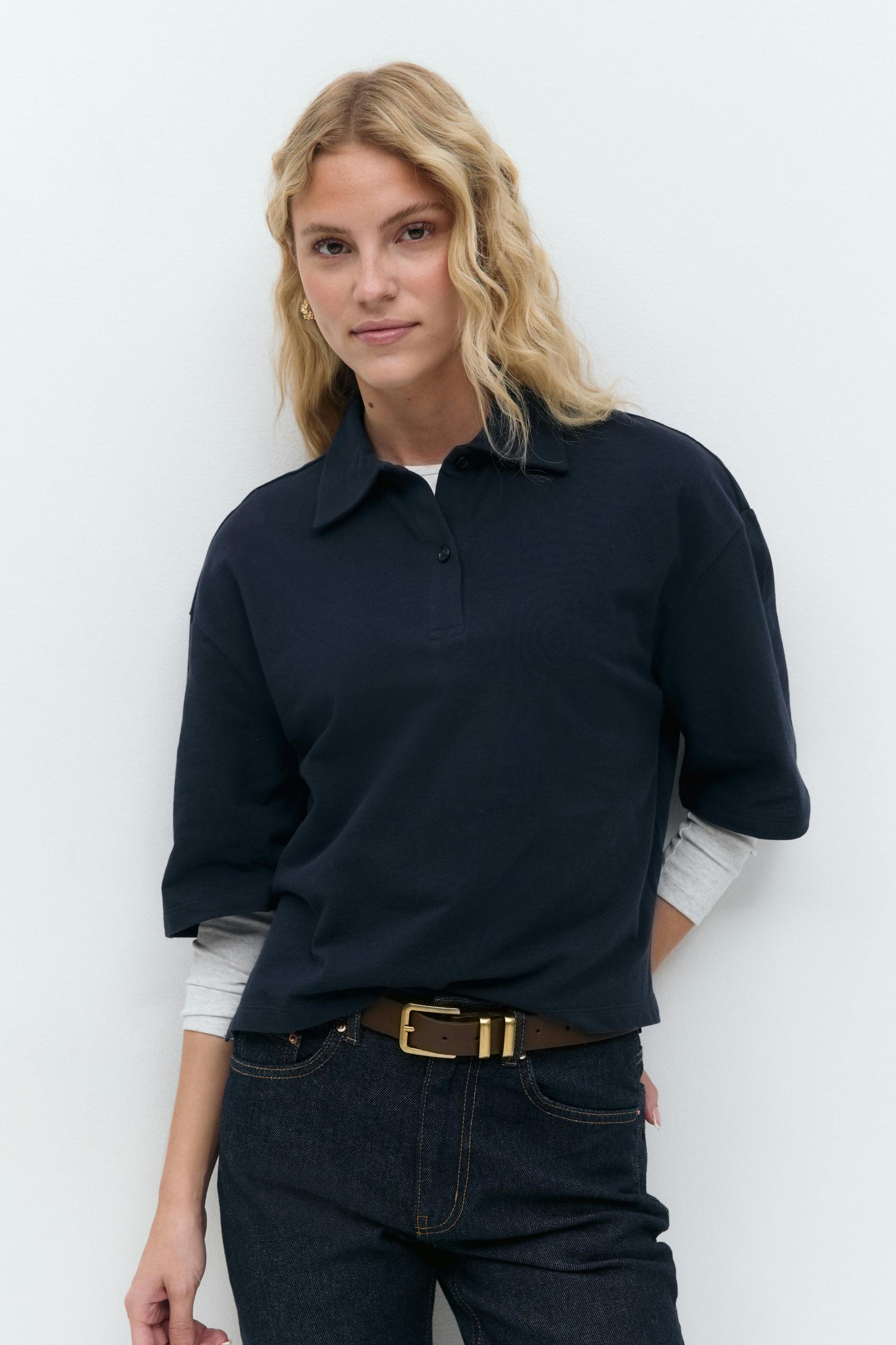 Gina Tricot - Polo top - Polo - Bleu - L - Femme