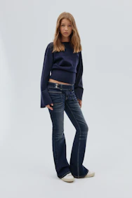 Pleated Flare Jeans
