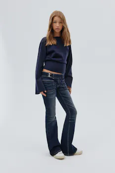 Pleated Flare Jeans