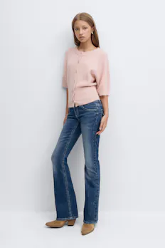 Decorated Low Flare Jeans
