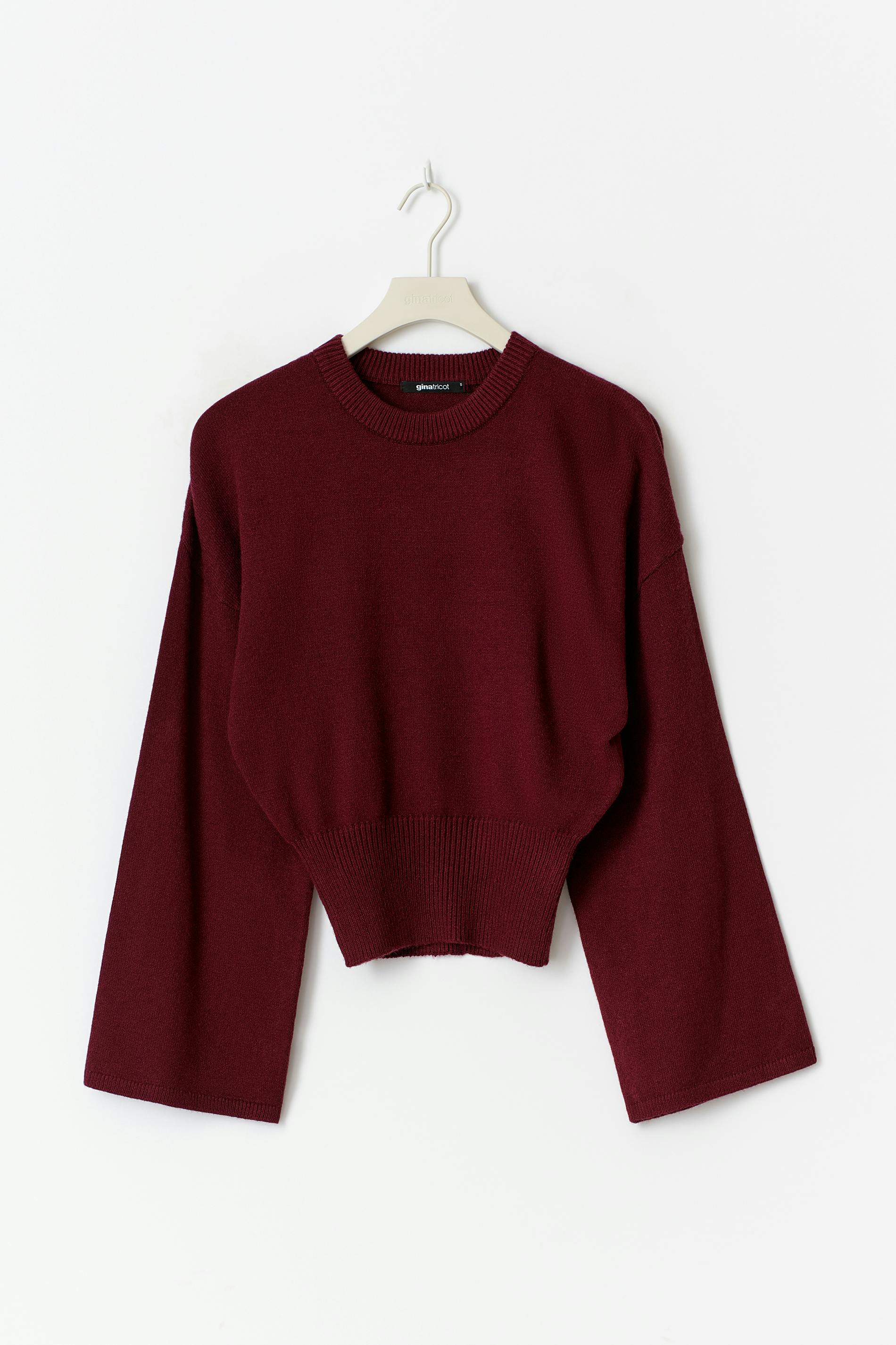 Wide sleeve knitted top - Red - Women - Gina Tricot